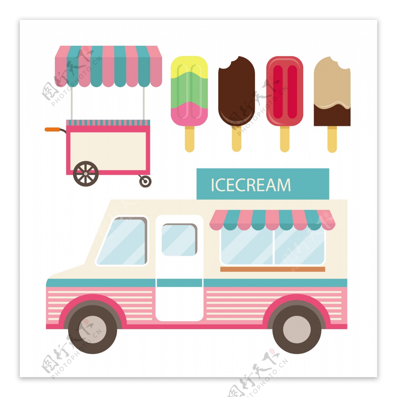 老式冰淇淋车推车