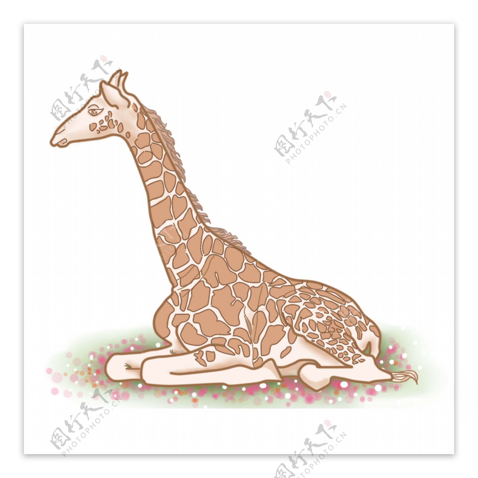 简约创意手绘风动物园长颈鹿可商用元素