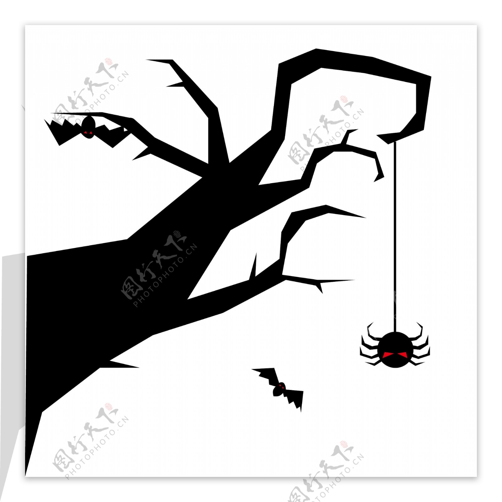 万圣节风格树蜘蛛矢量图案