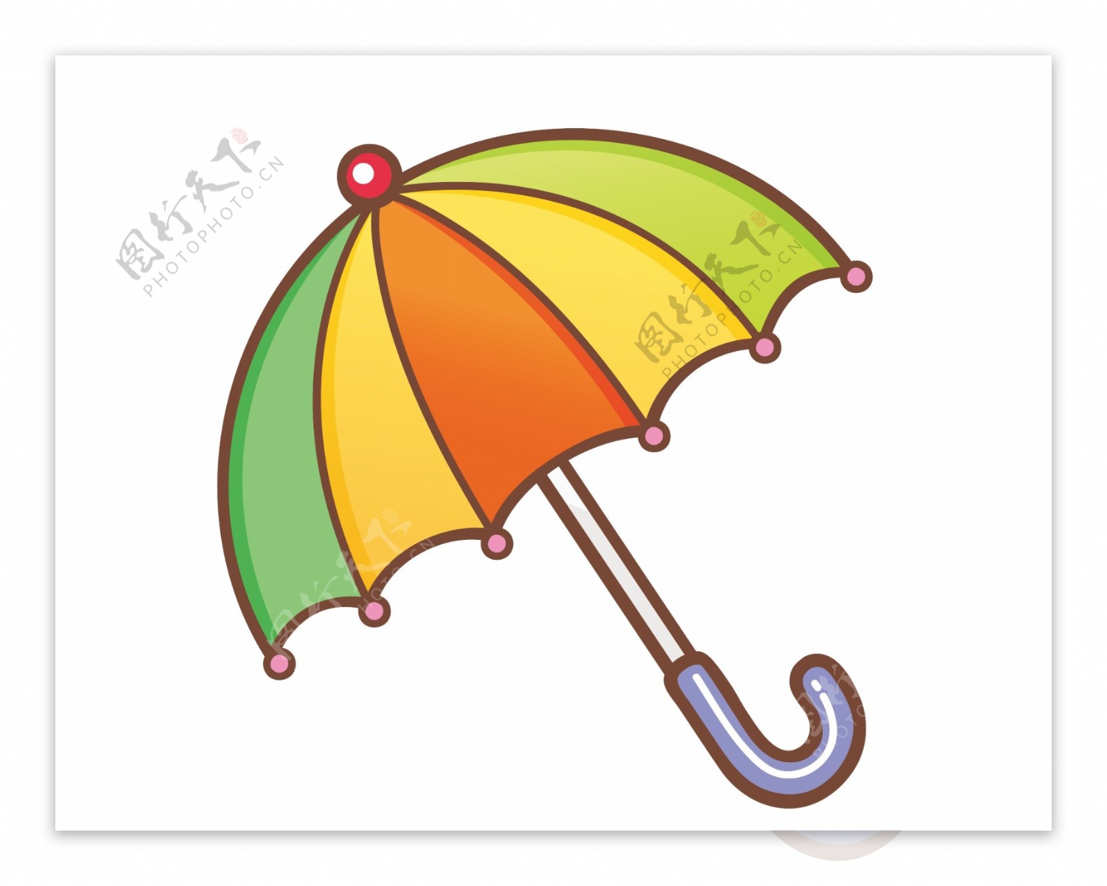 卡通彩色雨伞元素