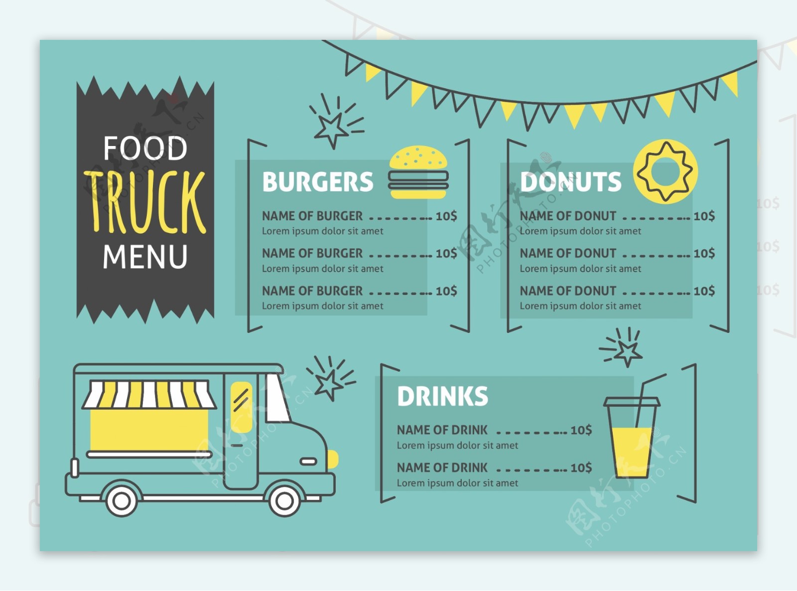 创意食品卡车菜单