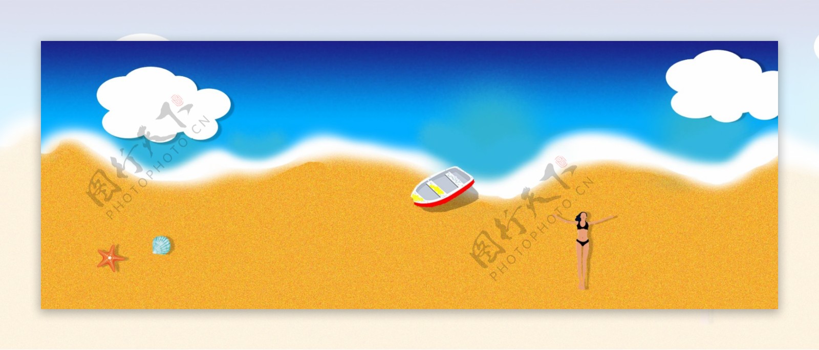 一起去旅行之阳光沙滩比基尼美女海星贝壳