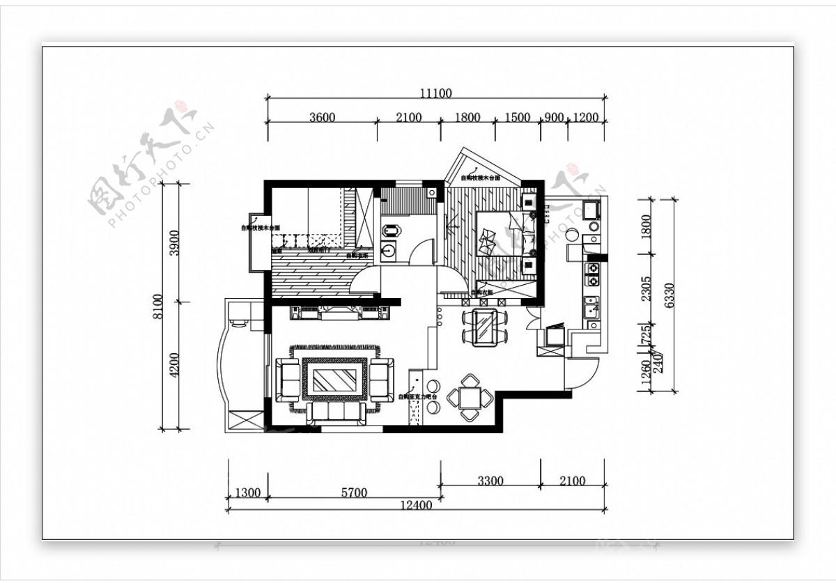 欧式两居室室内设计平面图