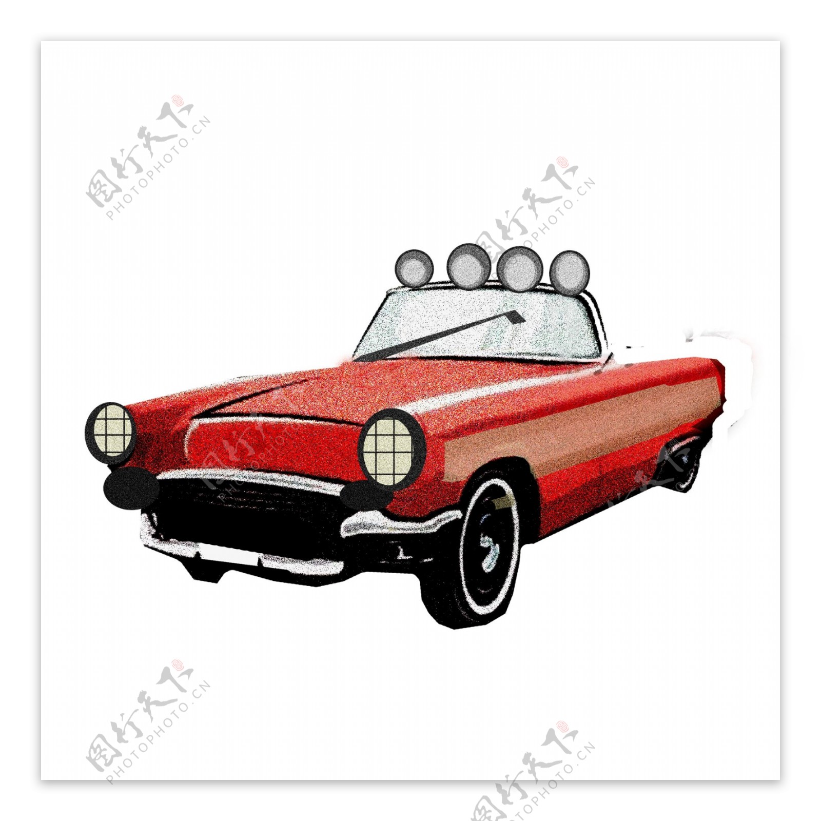 卡通红色车子插画设计可商用元素