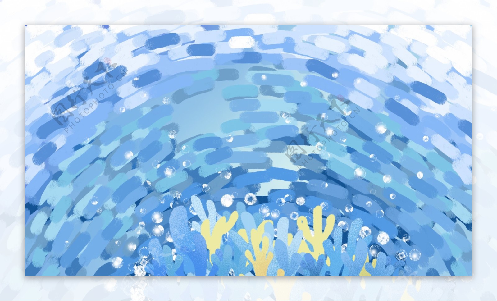 蓝色梦幻海洋插画背景设计