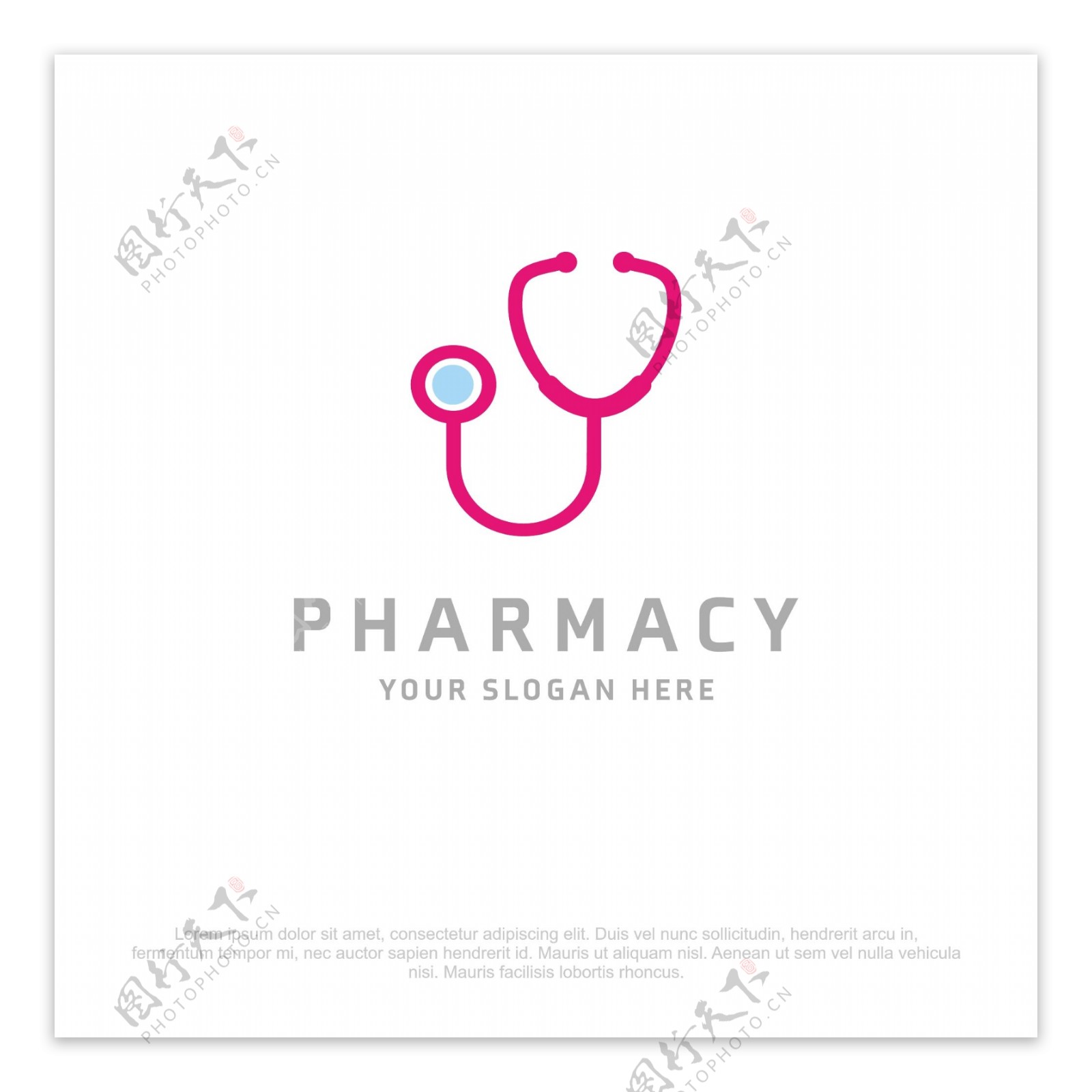 蓝色和粉红色医疗logo模板