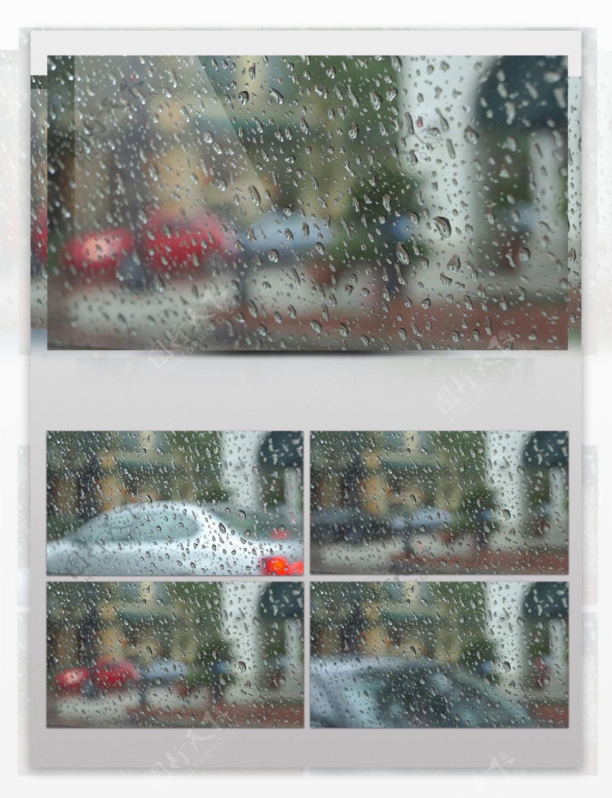 透明窗户玻璃看雨天汽车行驶建筑环境素材