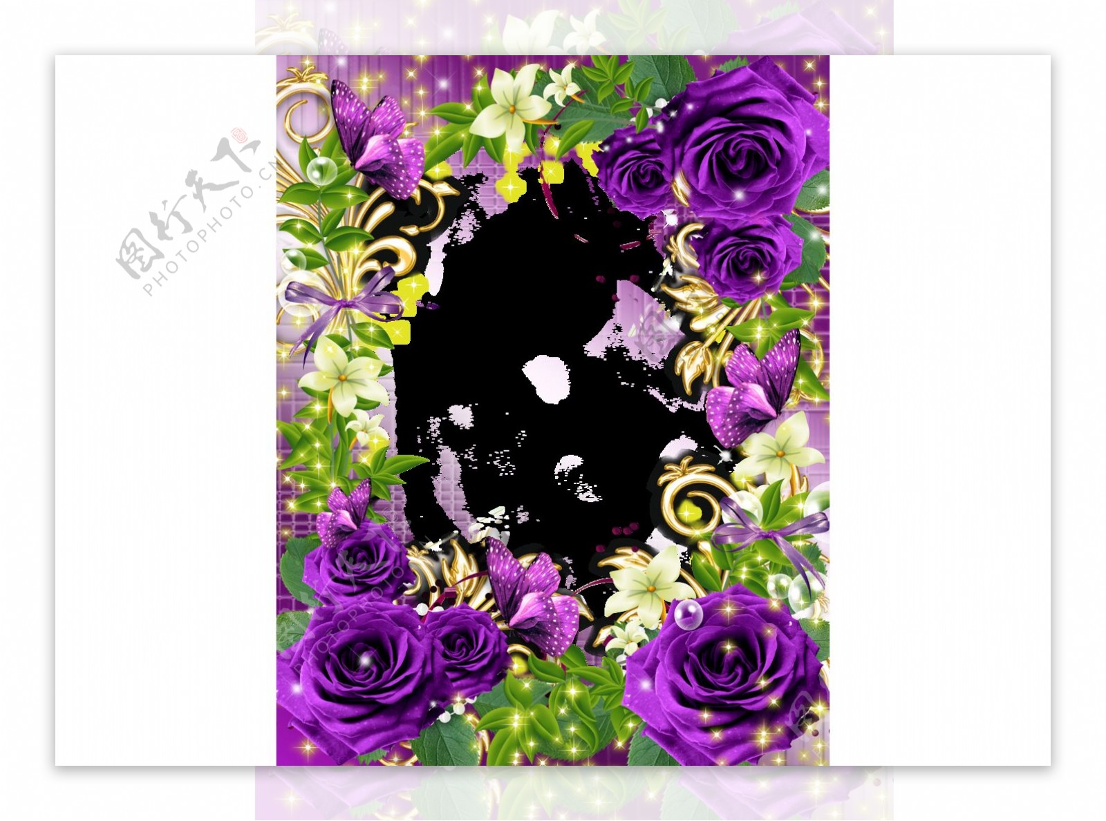 紫色玫瑰背景相框png