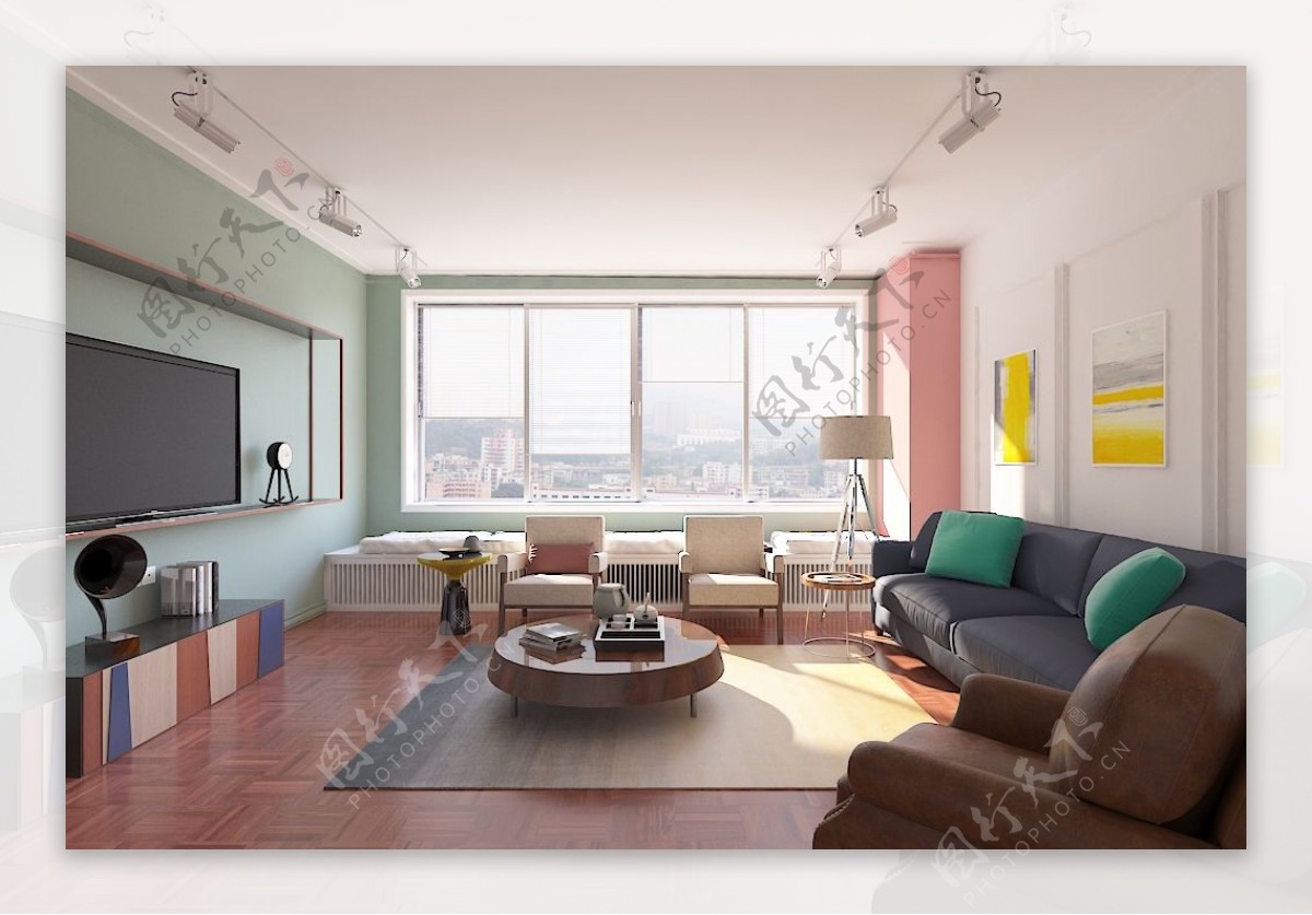 现代简约欧美风室内设计客厅效果图