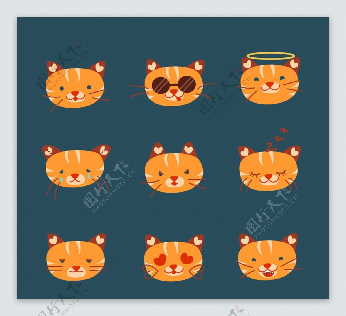 9款可爱橘色猫咪表情头像
