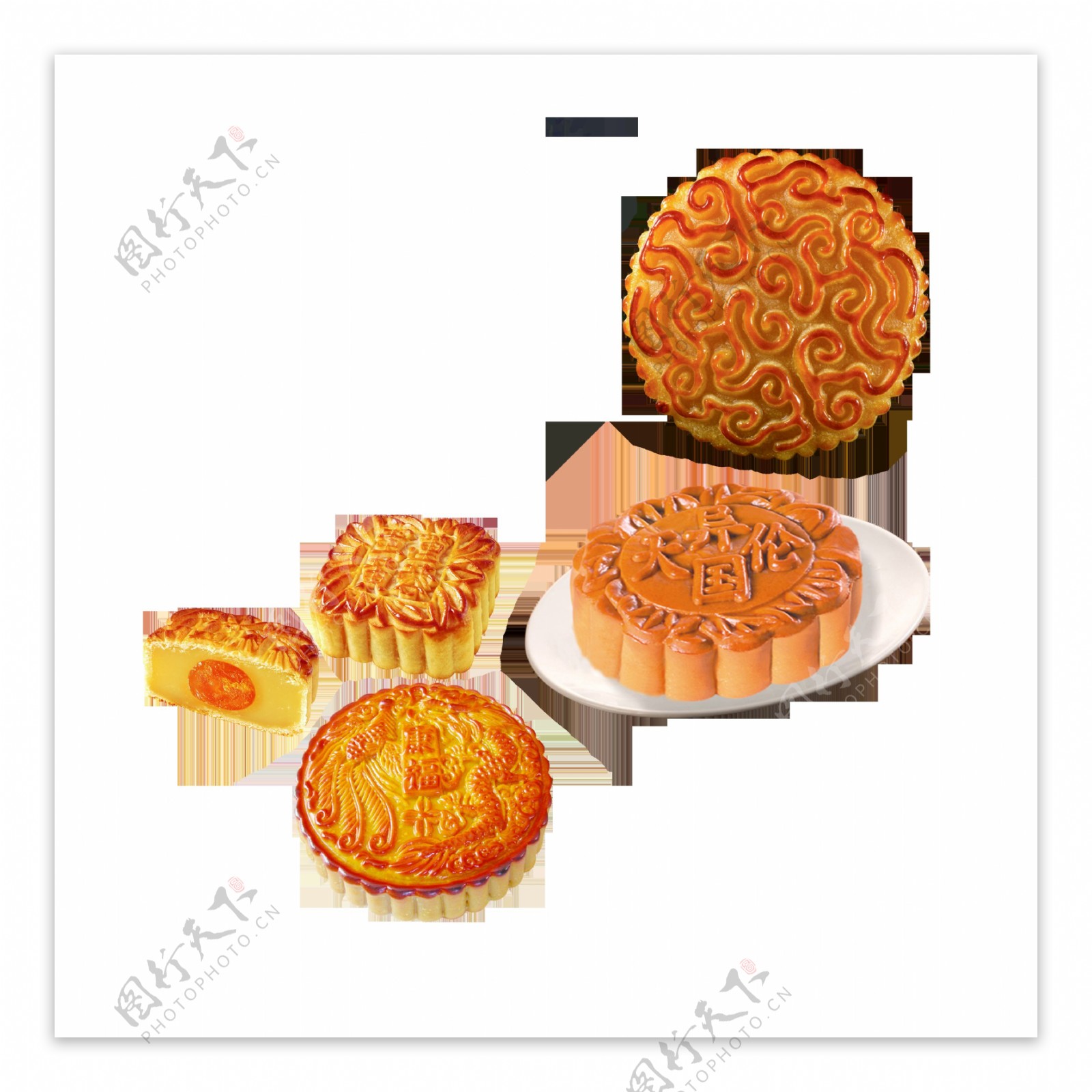 中秋节各种月饼素材元素设计png