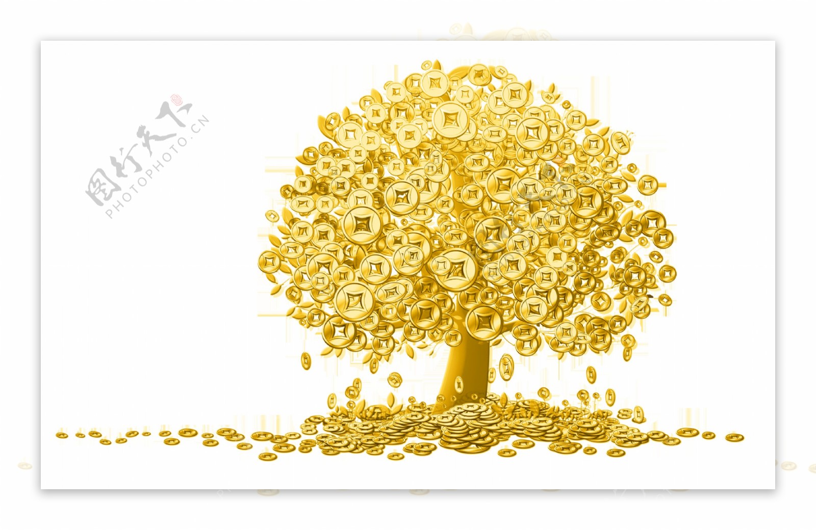 手上的金币财富树图案