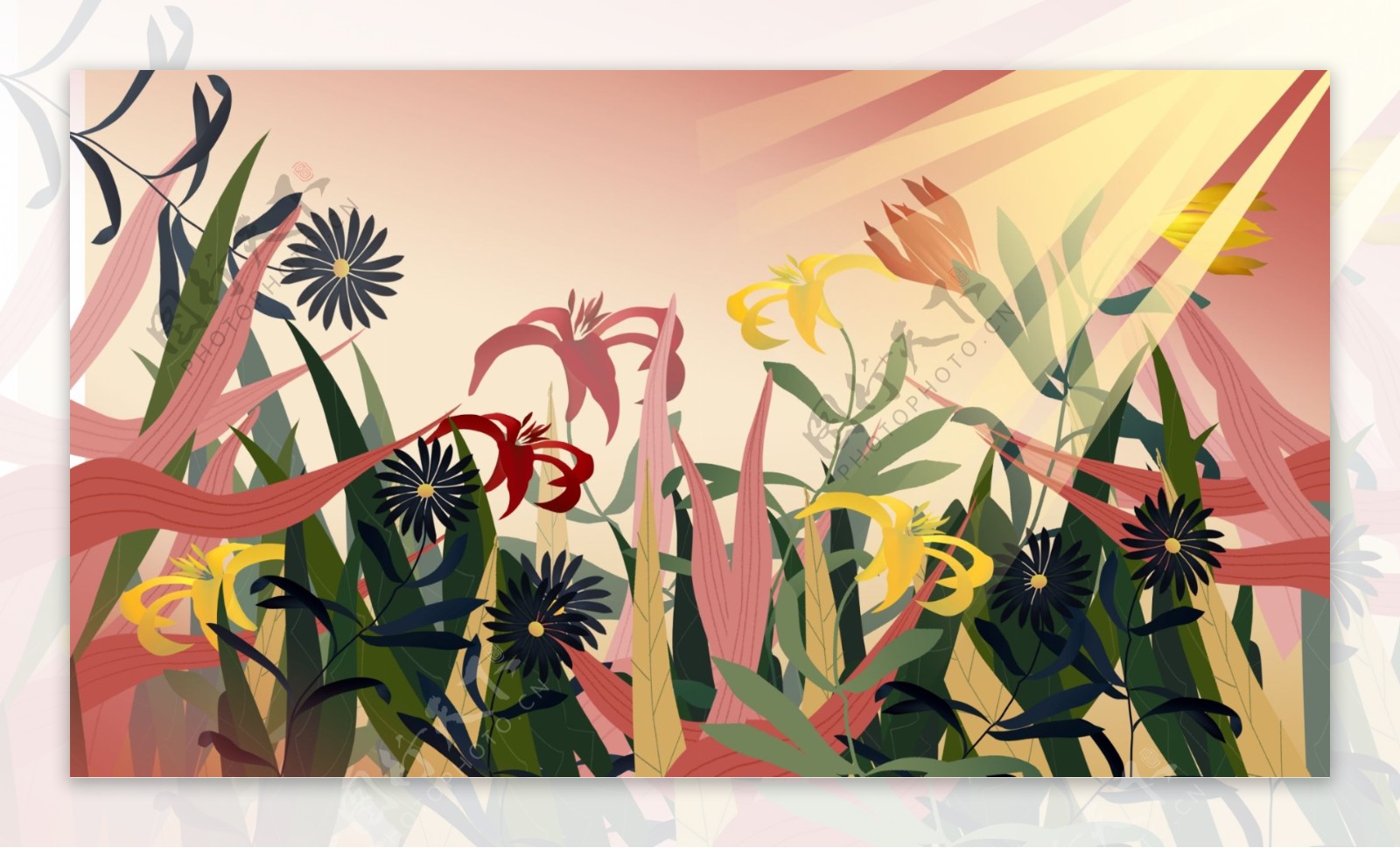 简约手绘植物花卉背景设计