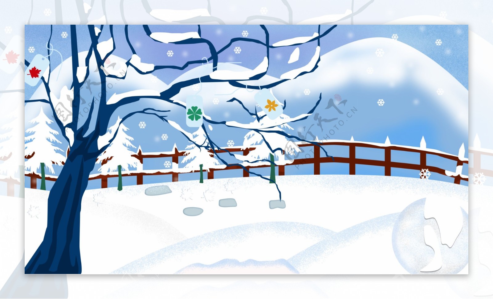 卡通清新雪地背景设计