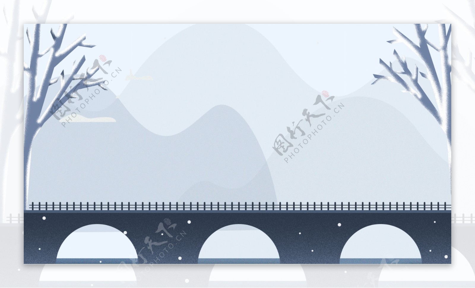 扁平化冬季小桥背景设计