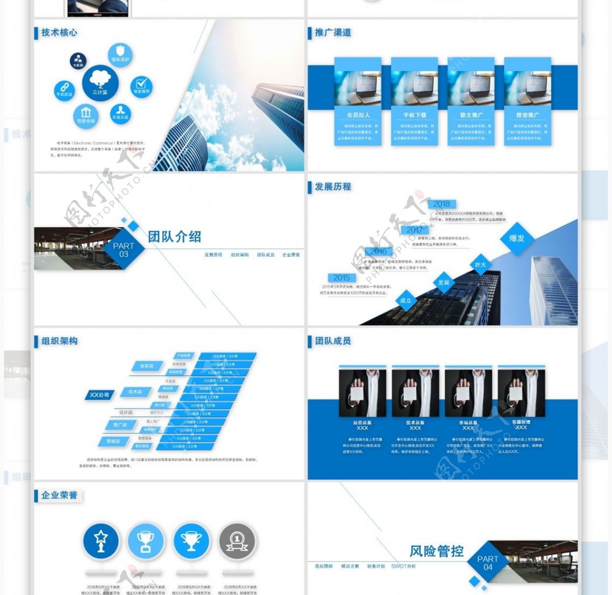 蓝色简约互联网创业商业计划书ppt模板