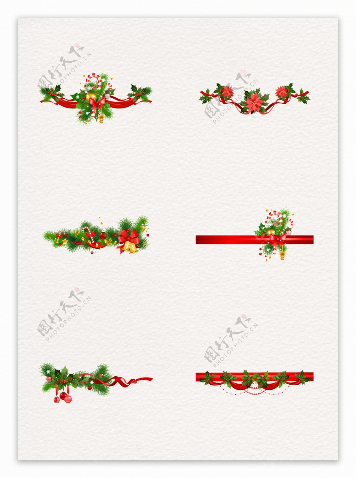 圣诞节铃铛与松枝手绘节日素材