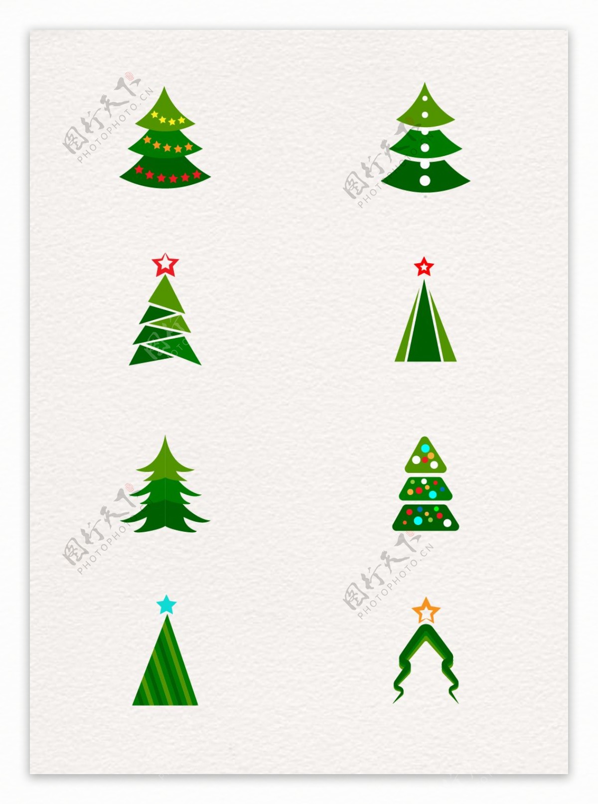 简洁圣诞树扁平素材设计