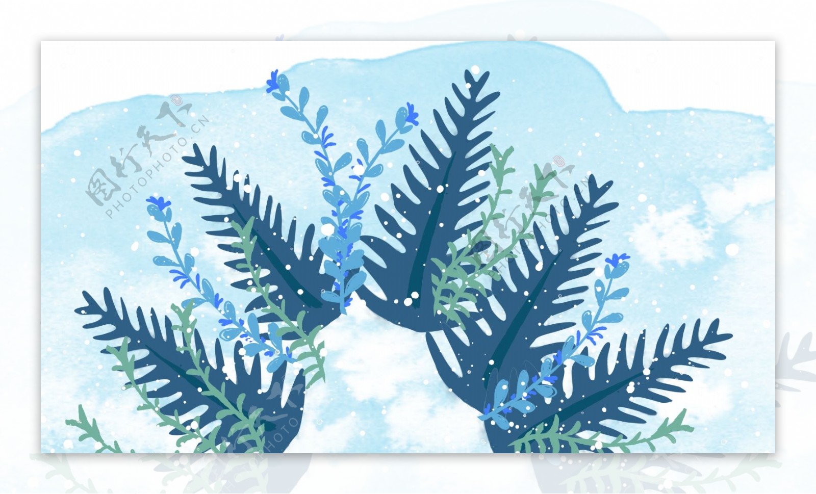 美丽蓝色植物广告背景