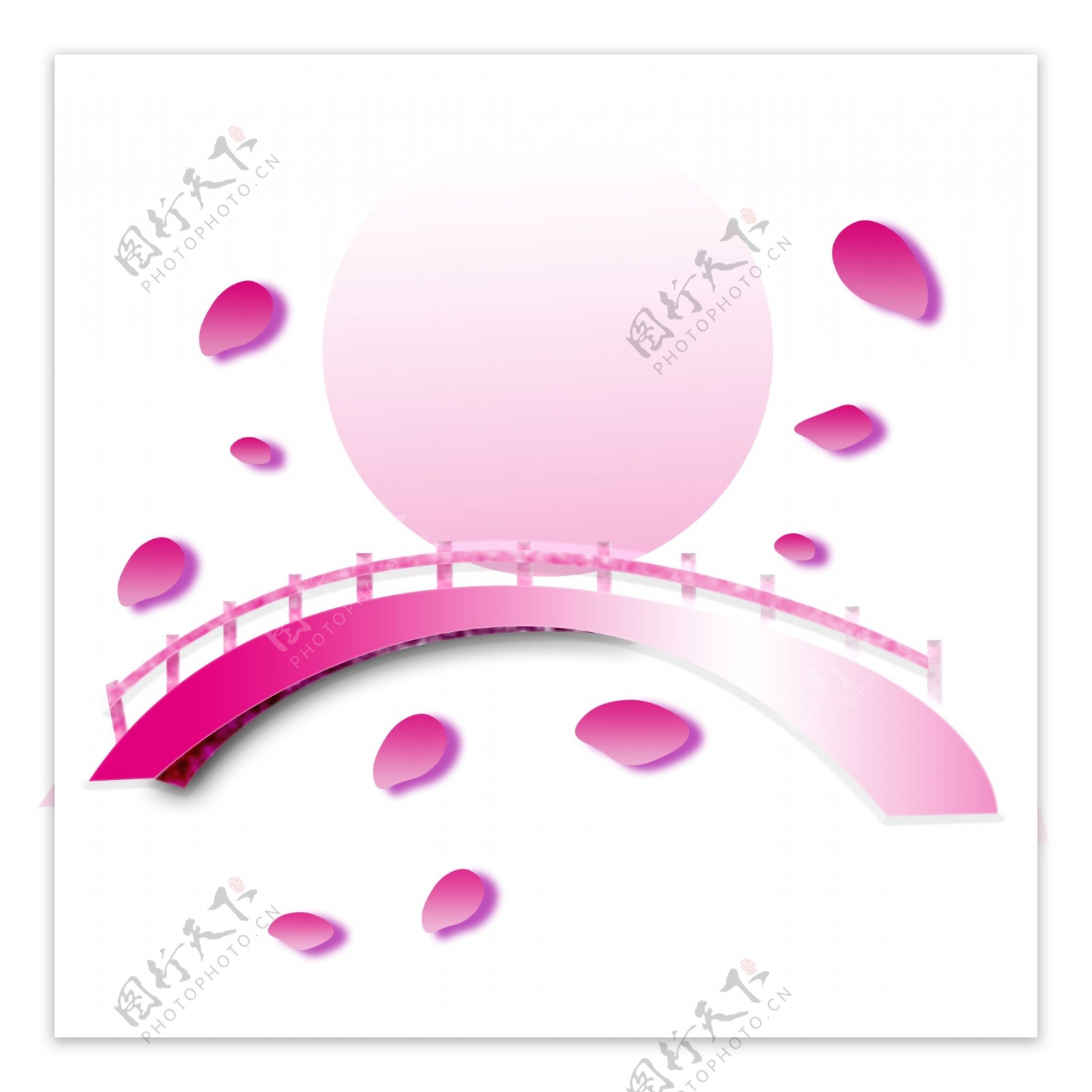 鹊桥粉色渐变月亮玫瑰花瓣浪漫七夕节