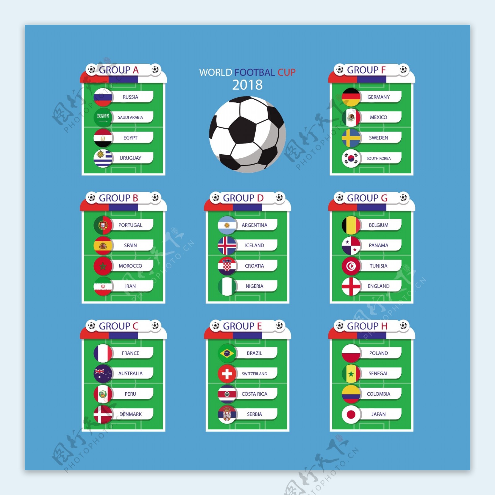 世界足球锦标赛国旗素材