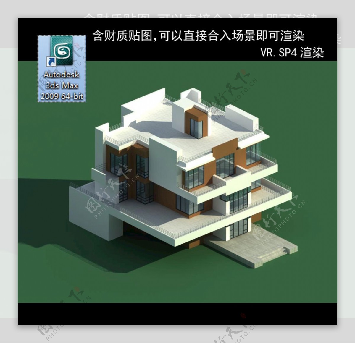 中式建筑多层建筑别墅模型