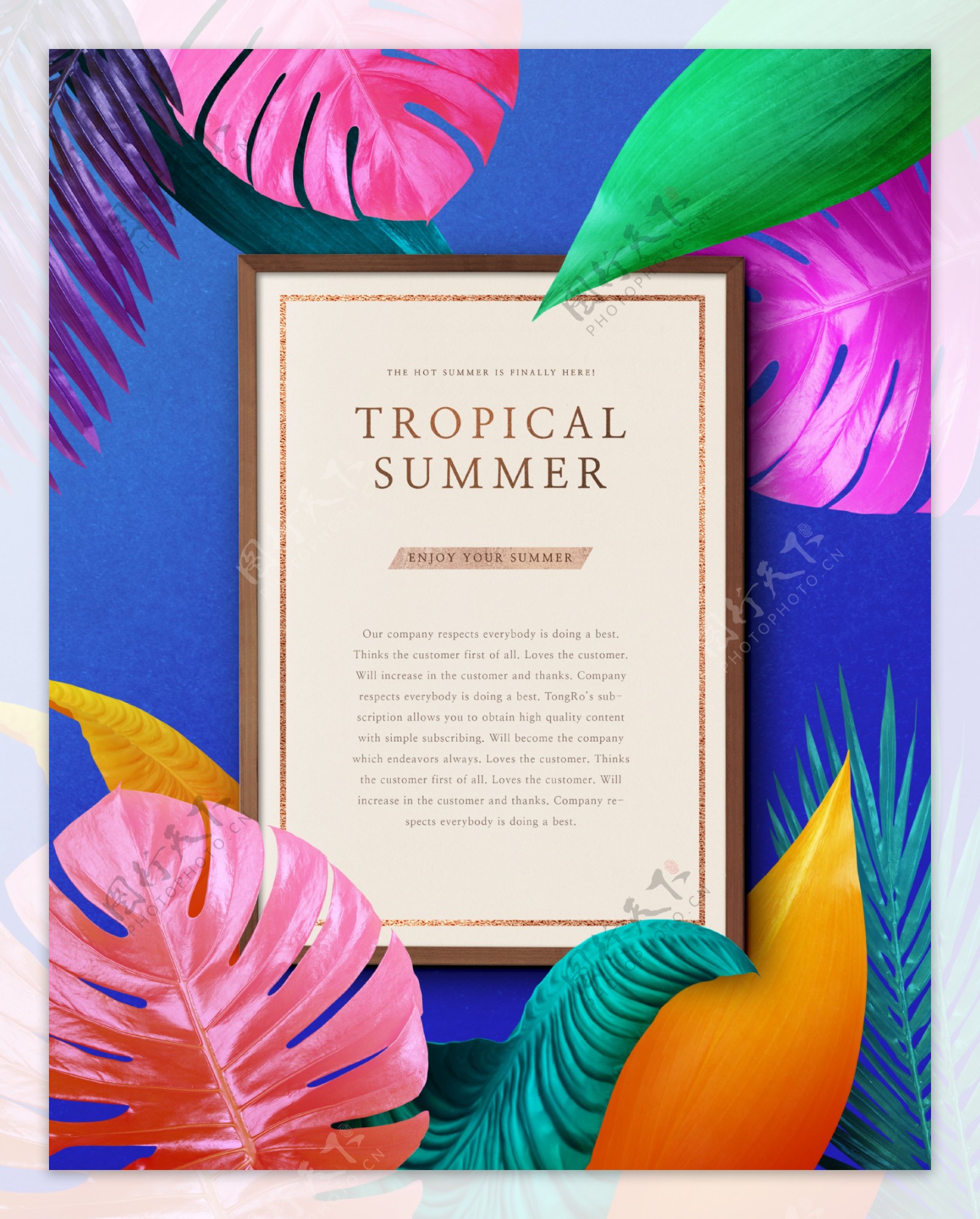 夏季热带植物花卉树叶海报设计