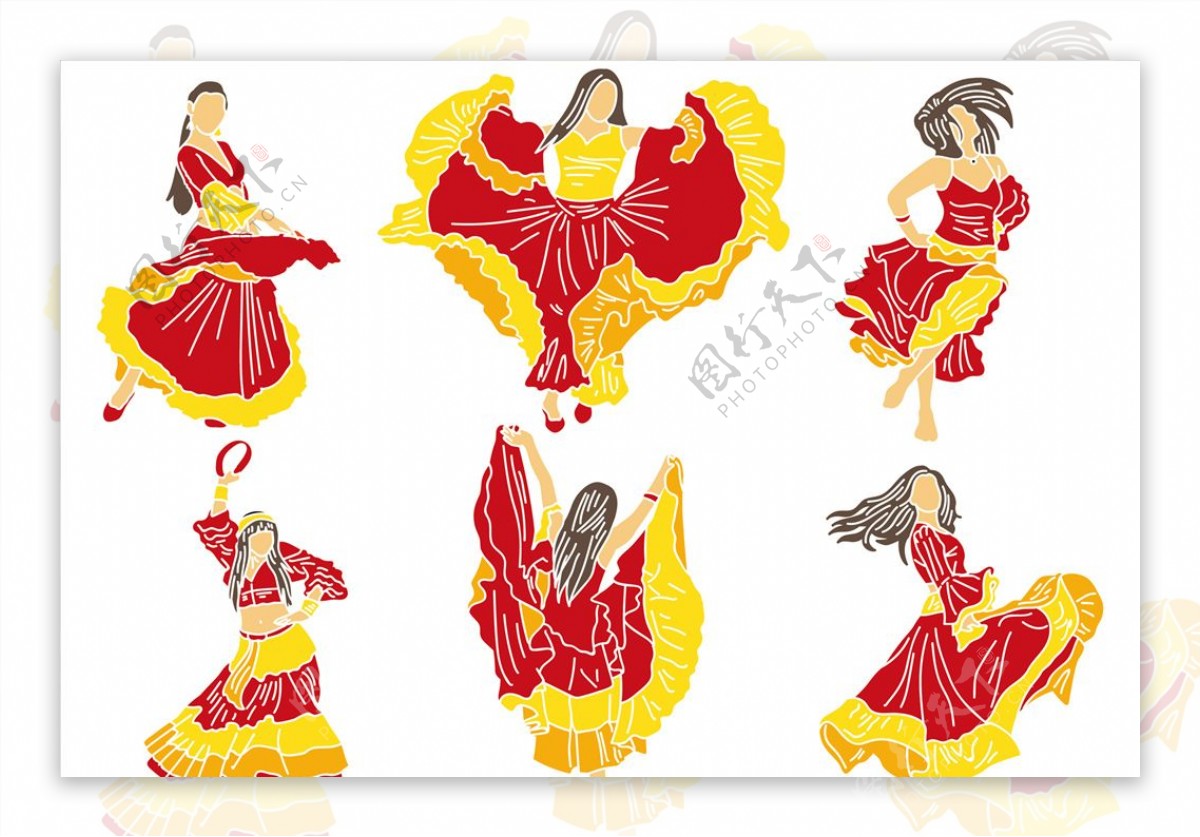 西班牙女人舞蹈系列动作