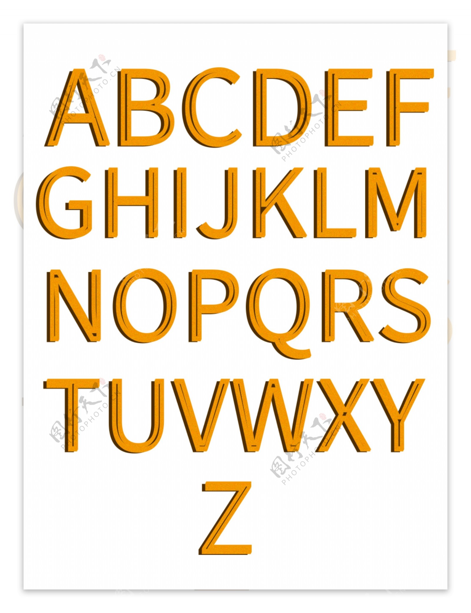 手绘创意橘色大写字母合集