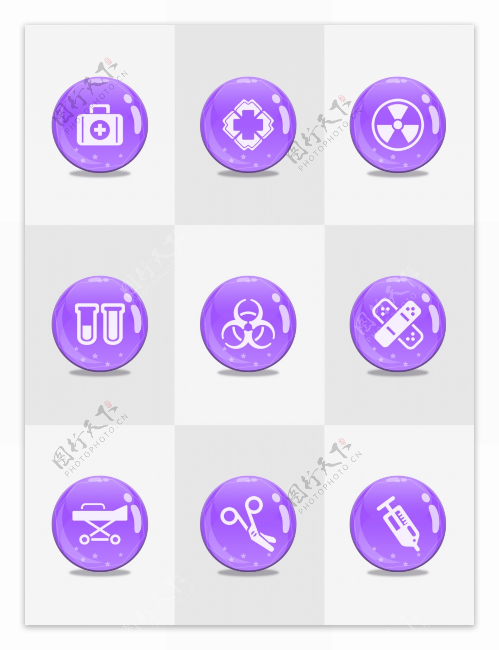 原创医疗图标icon简洁紫色清爽风格