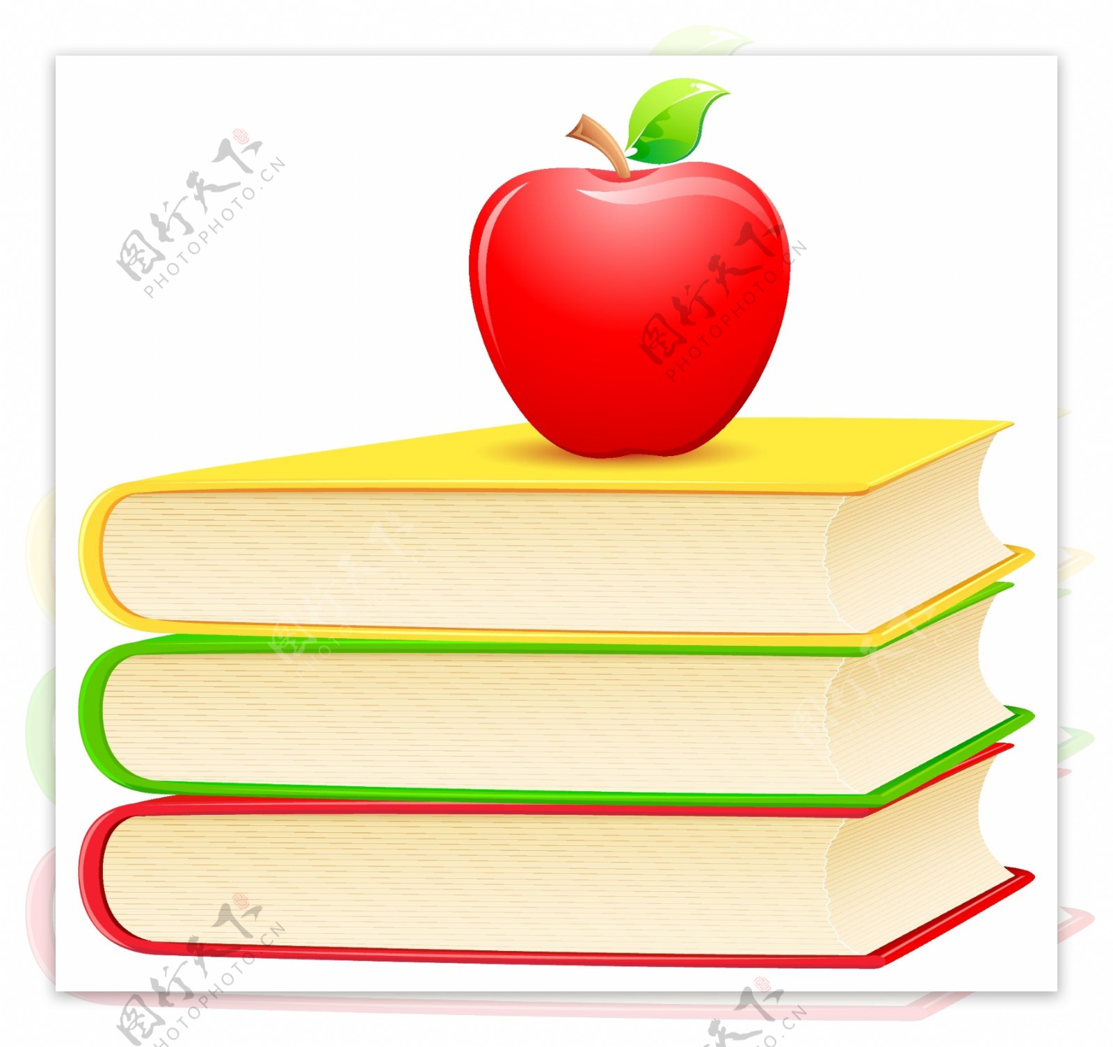 矢量彩色书本苹果元素