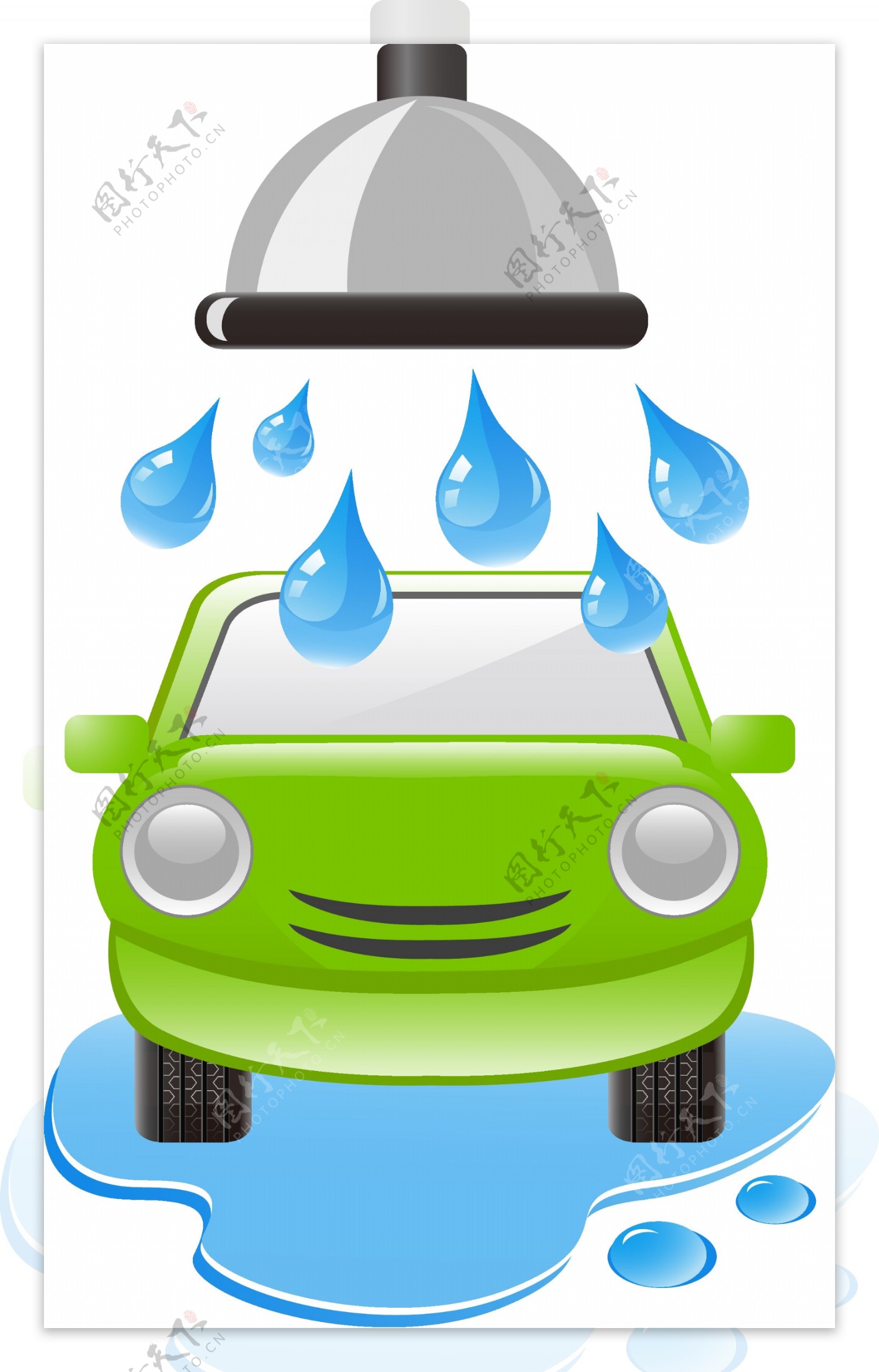 矢量下雨汽车元素