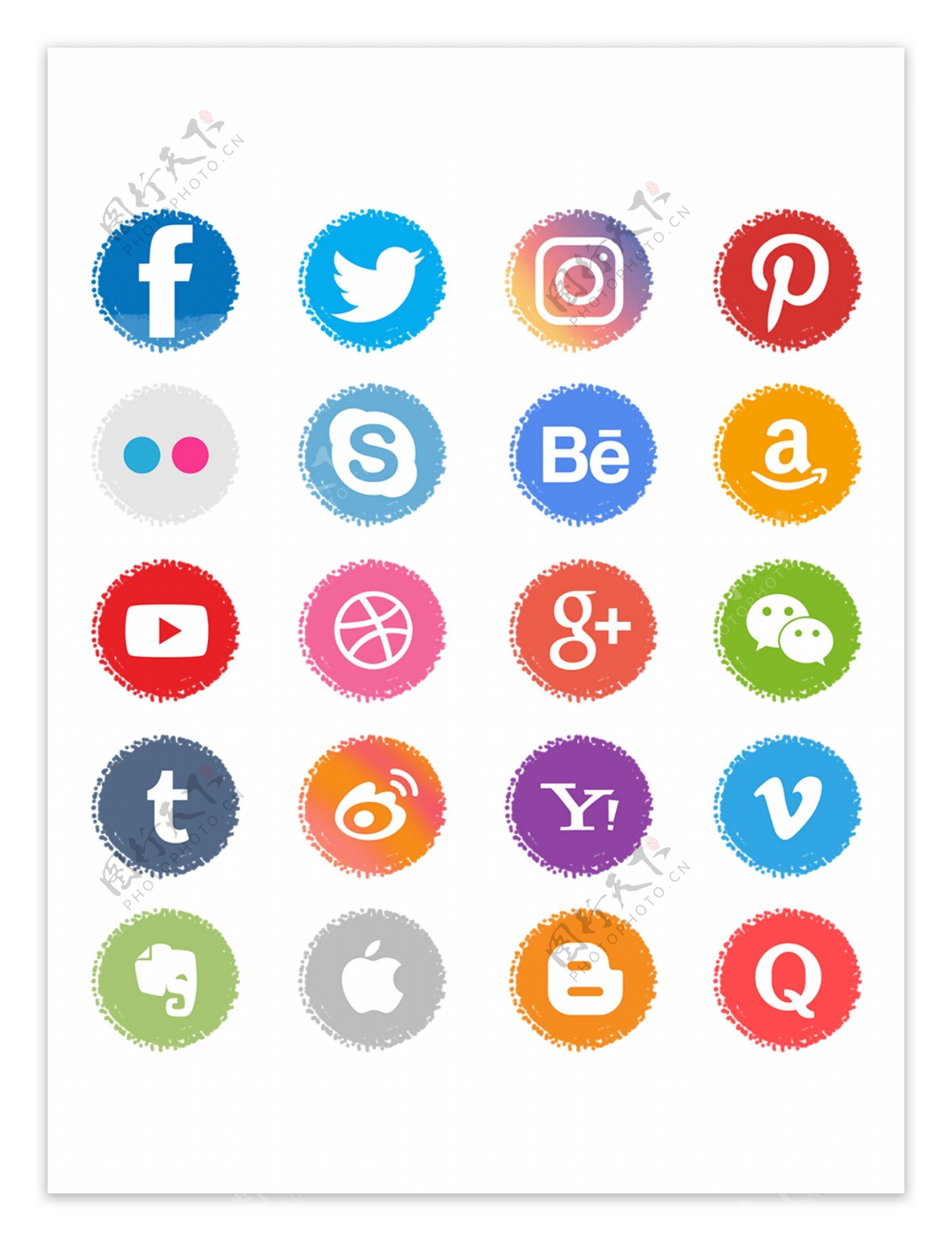 手机app社交图标彩色商用百度相机电话微信联络