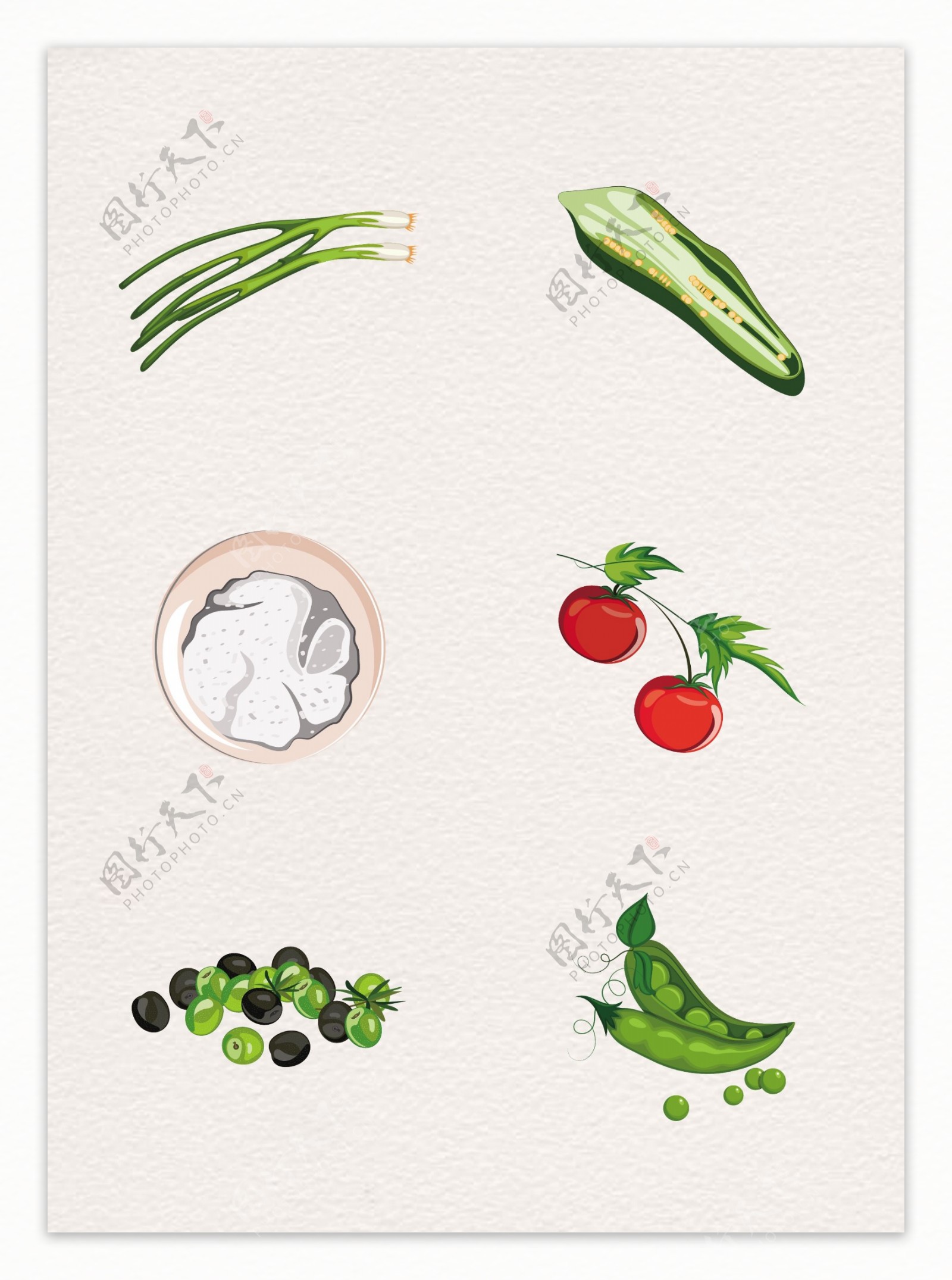 6款手绘新鲜蔬菜设计元素