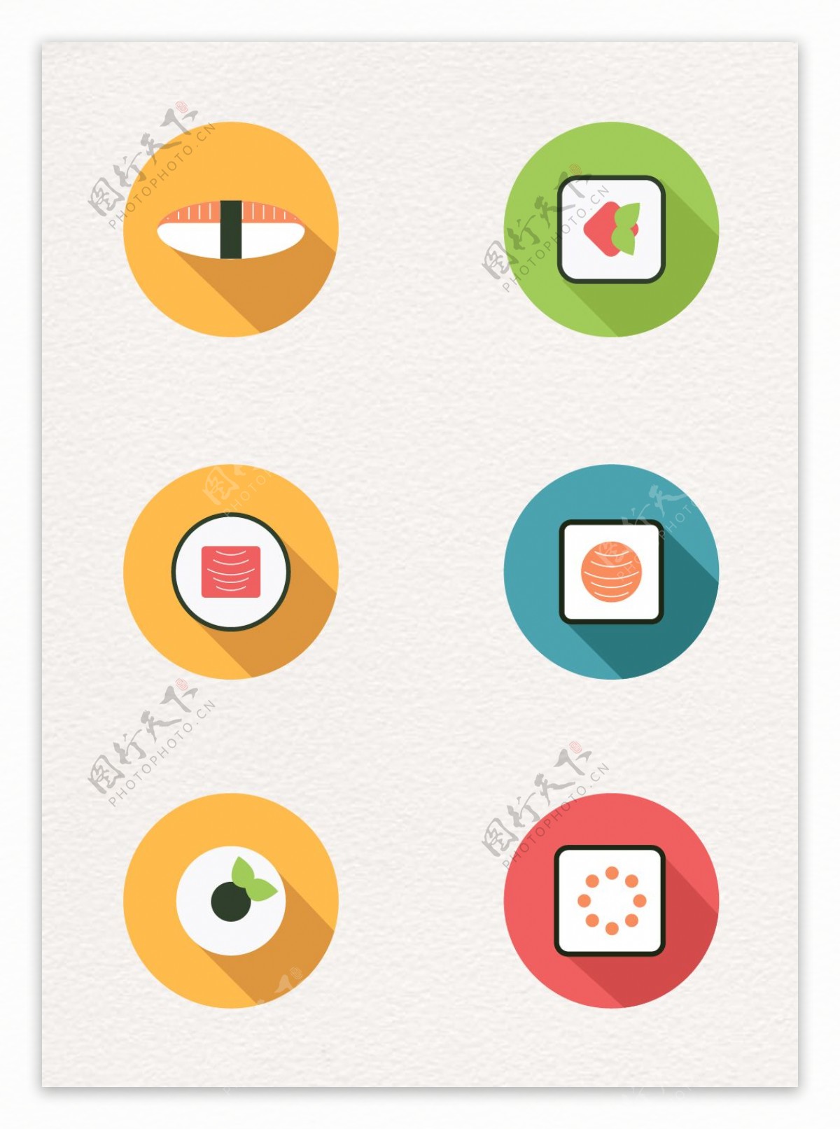 简约圆形寿司日本食物图标设计