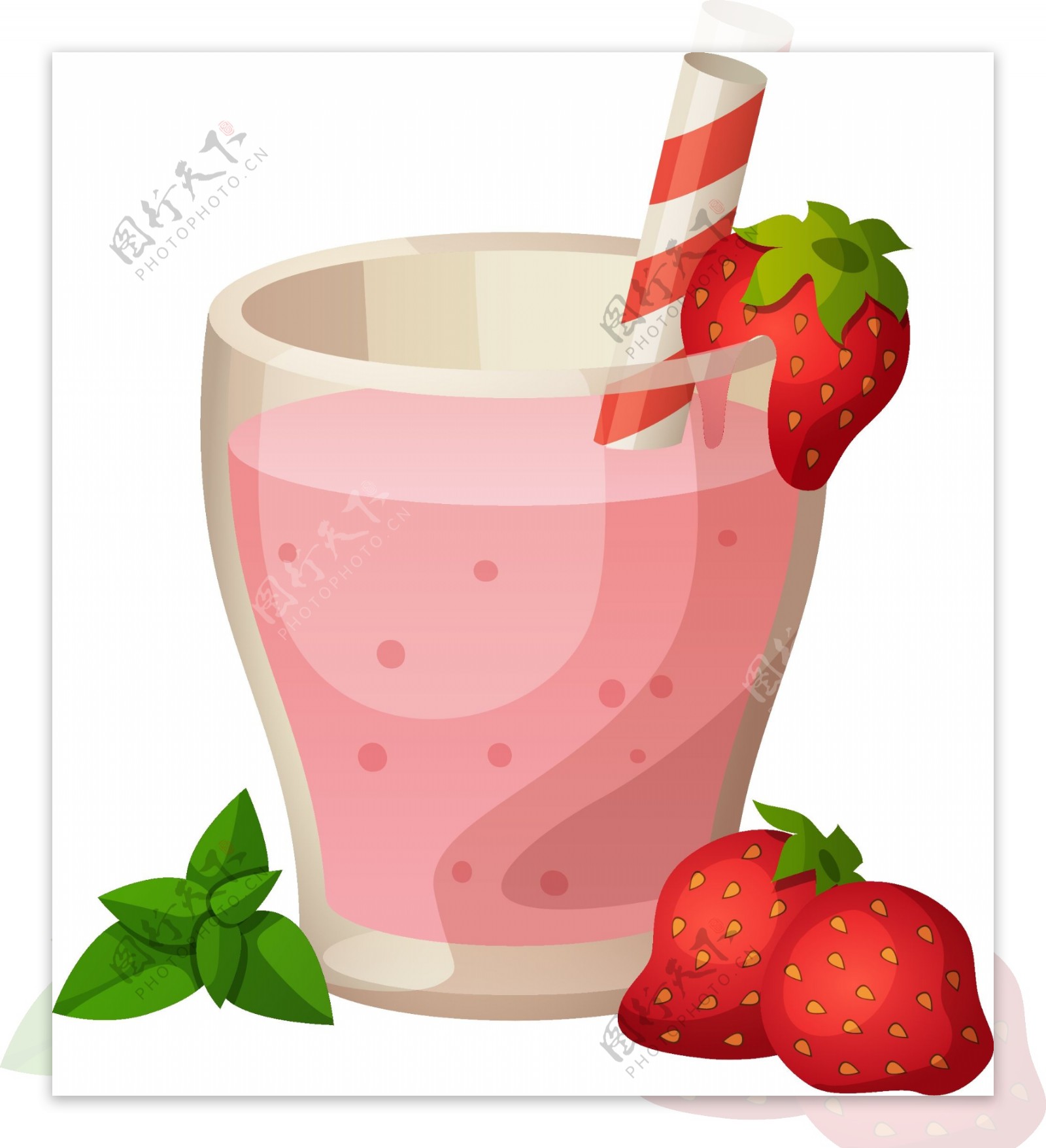 夏季草莓饮品元素