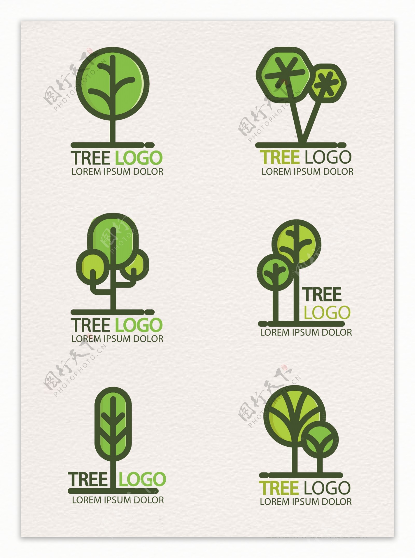 扁平创意树木图标元素