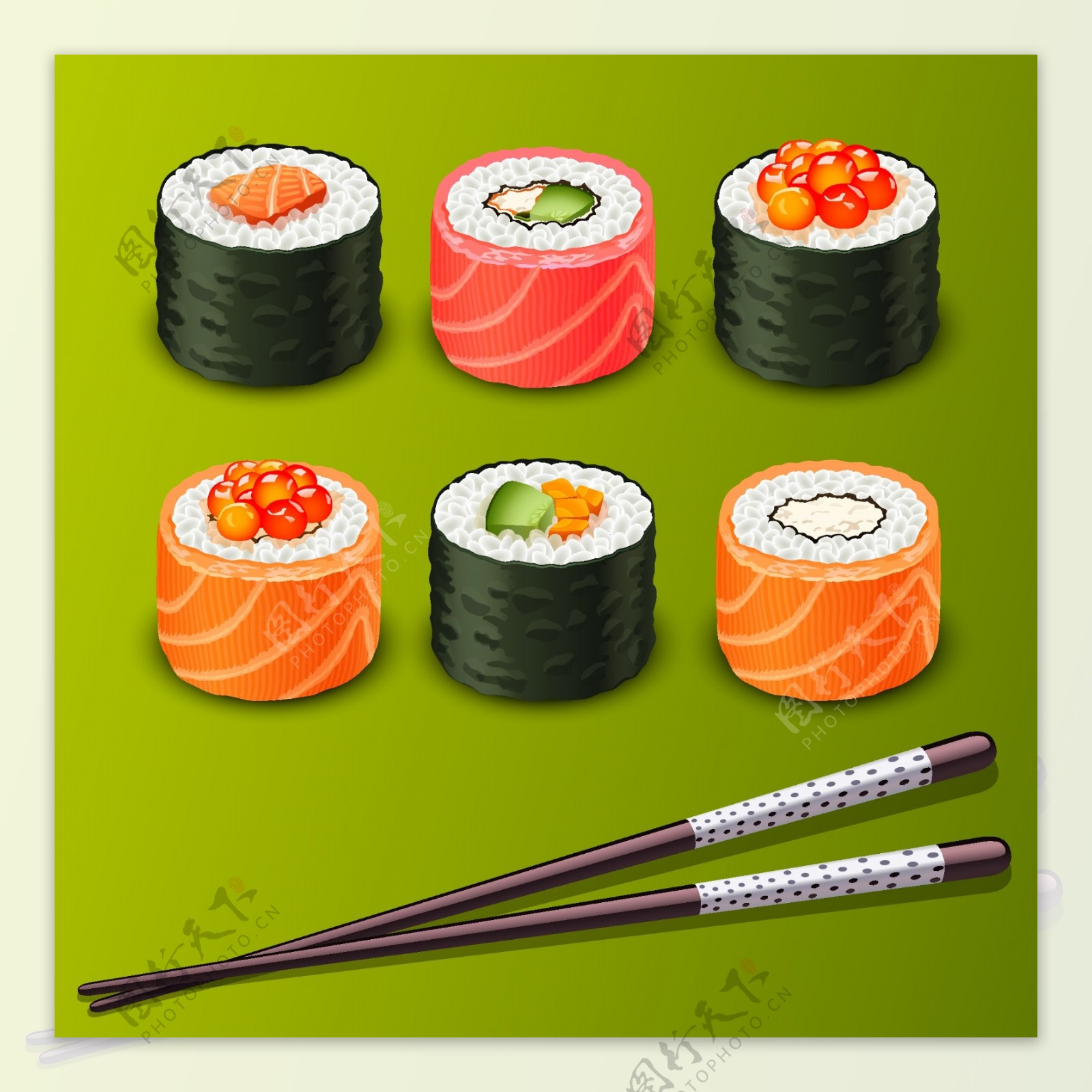 美味的日本寿司插画