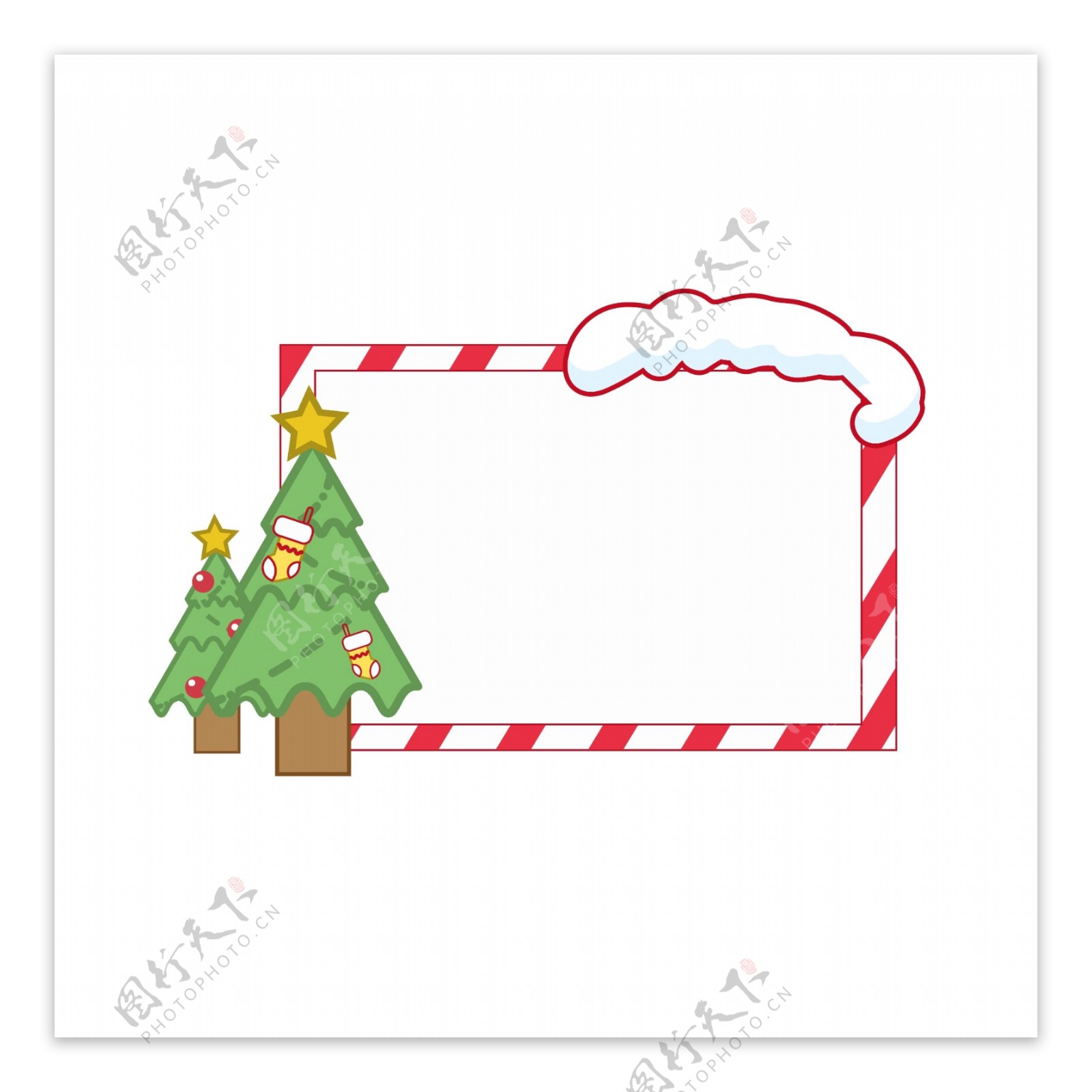 圣诞边框卡通圣诞树相框矢量可商用元素