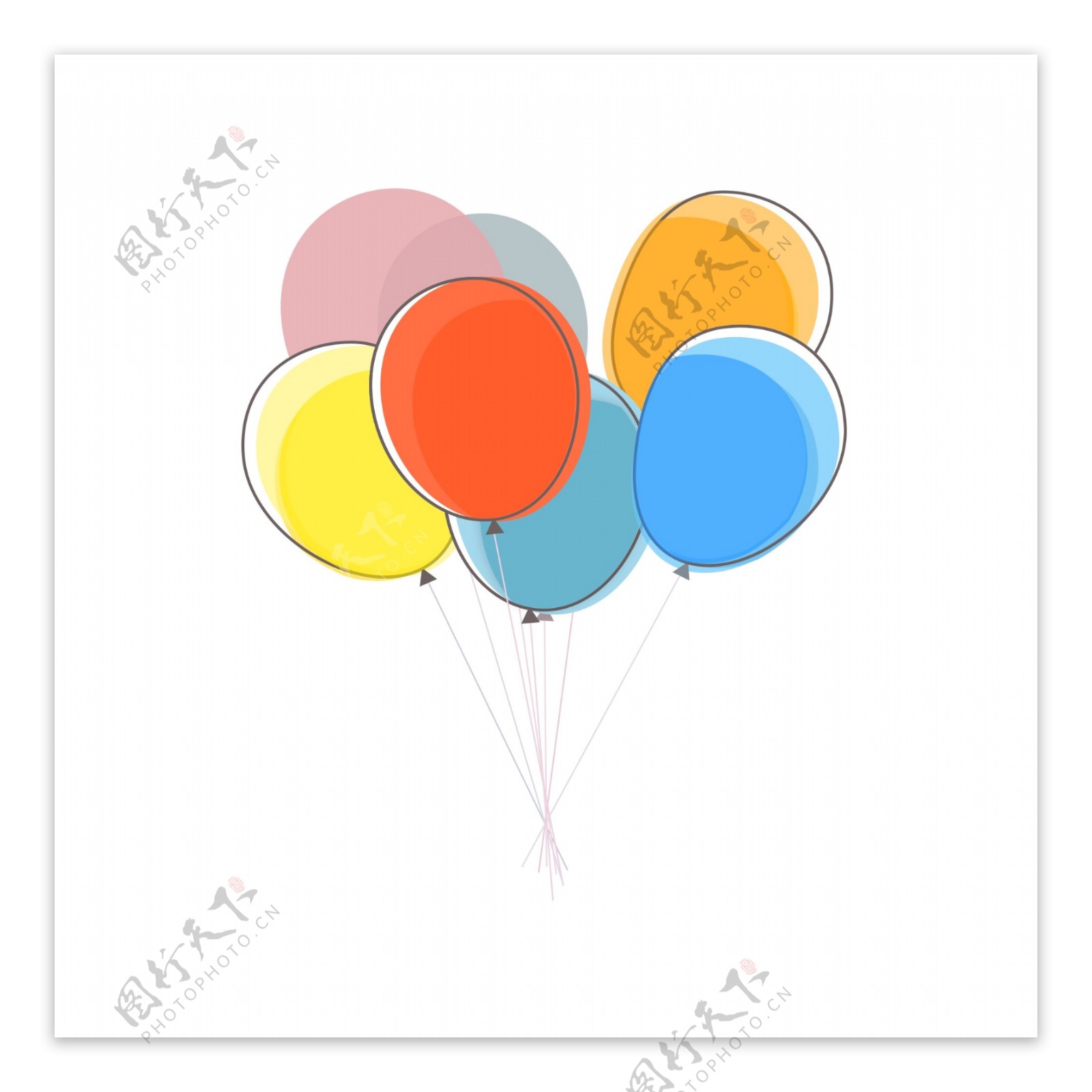 彩色气球原创设计插画素材