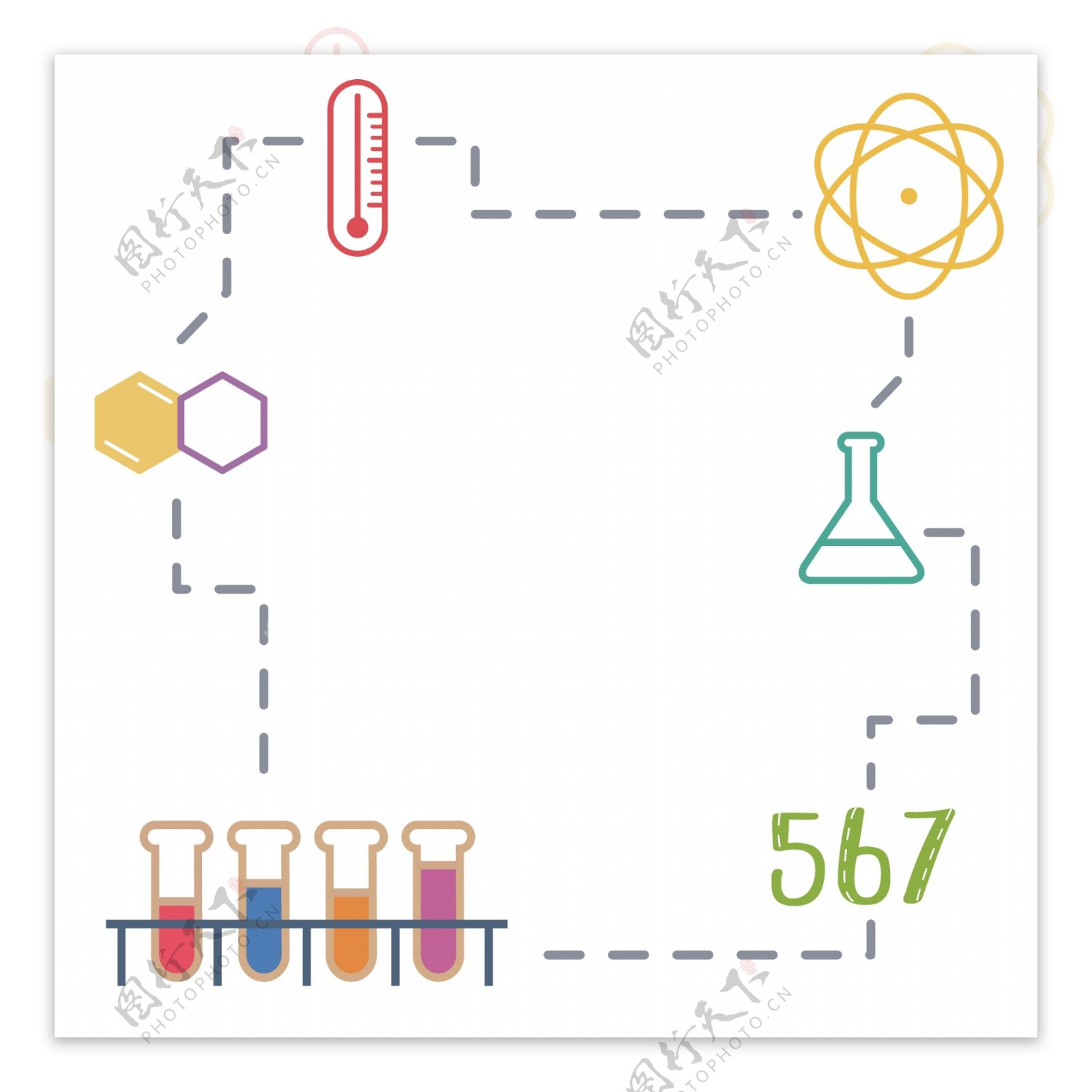 少儿手绘彩色扁平化手抄报手账科学元素边框