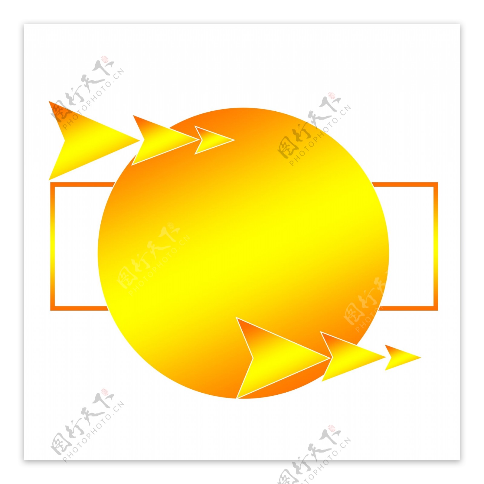 纹理渐变橙黄色圆形卡通装饰边框可商用