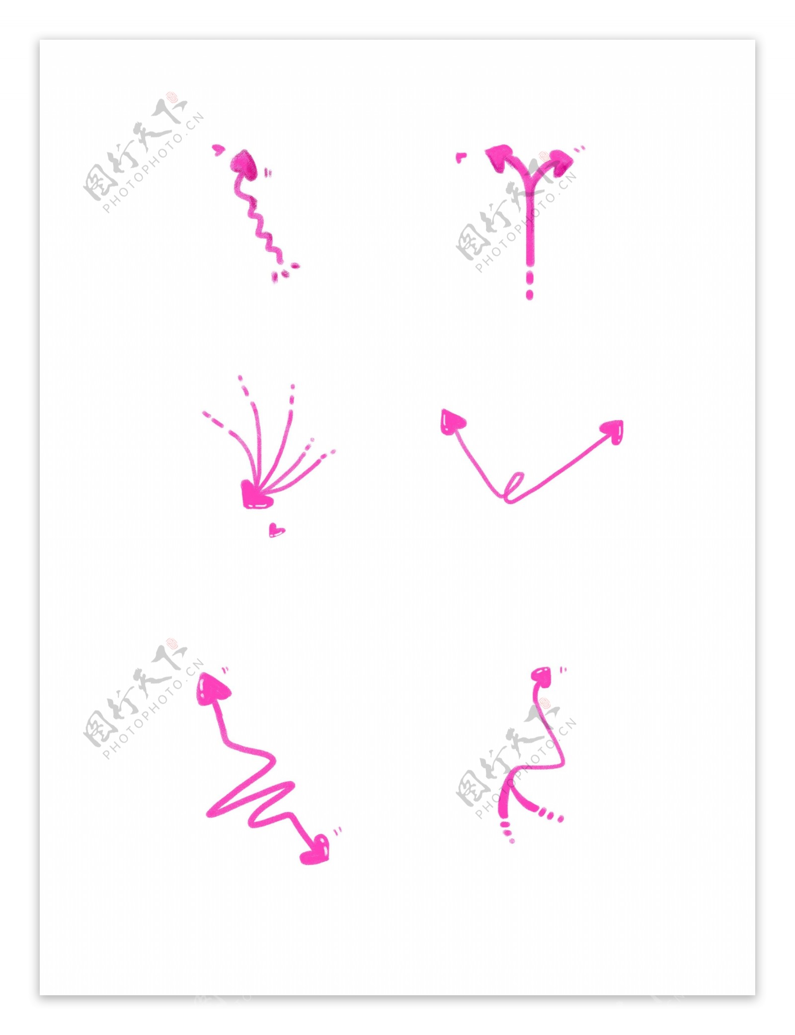 手绘可爱粉色爱心箭头免扣元素符号