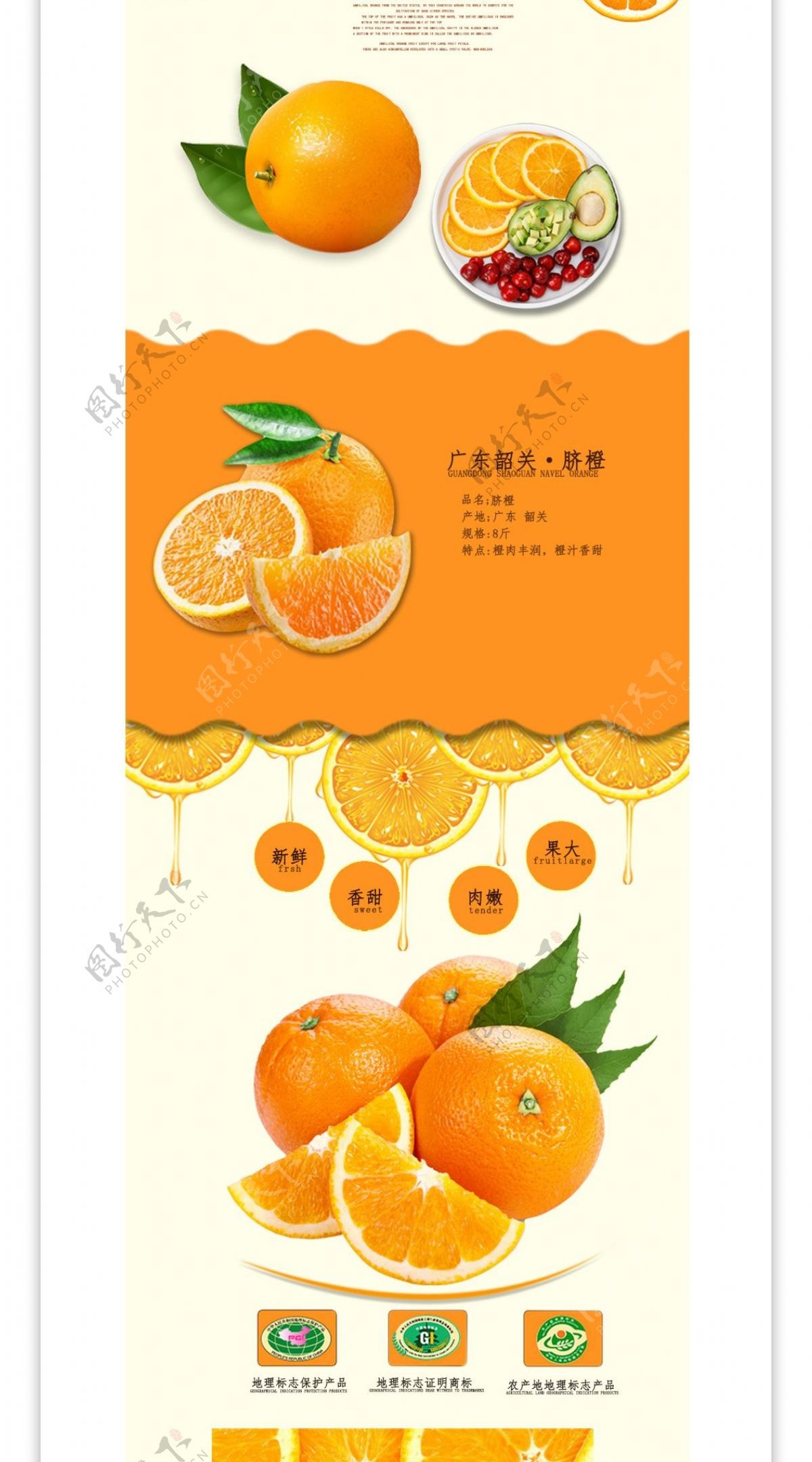 电商淘宝橙子详情页模版