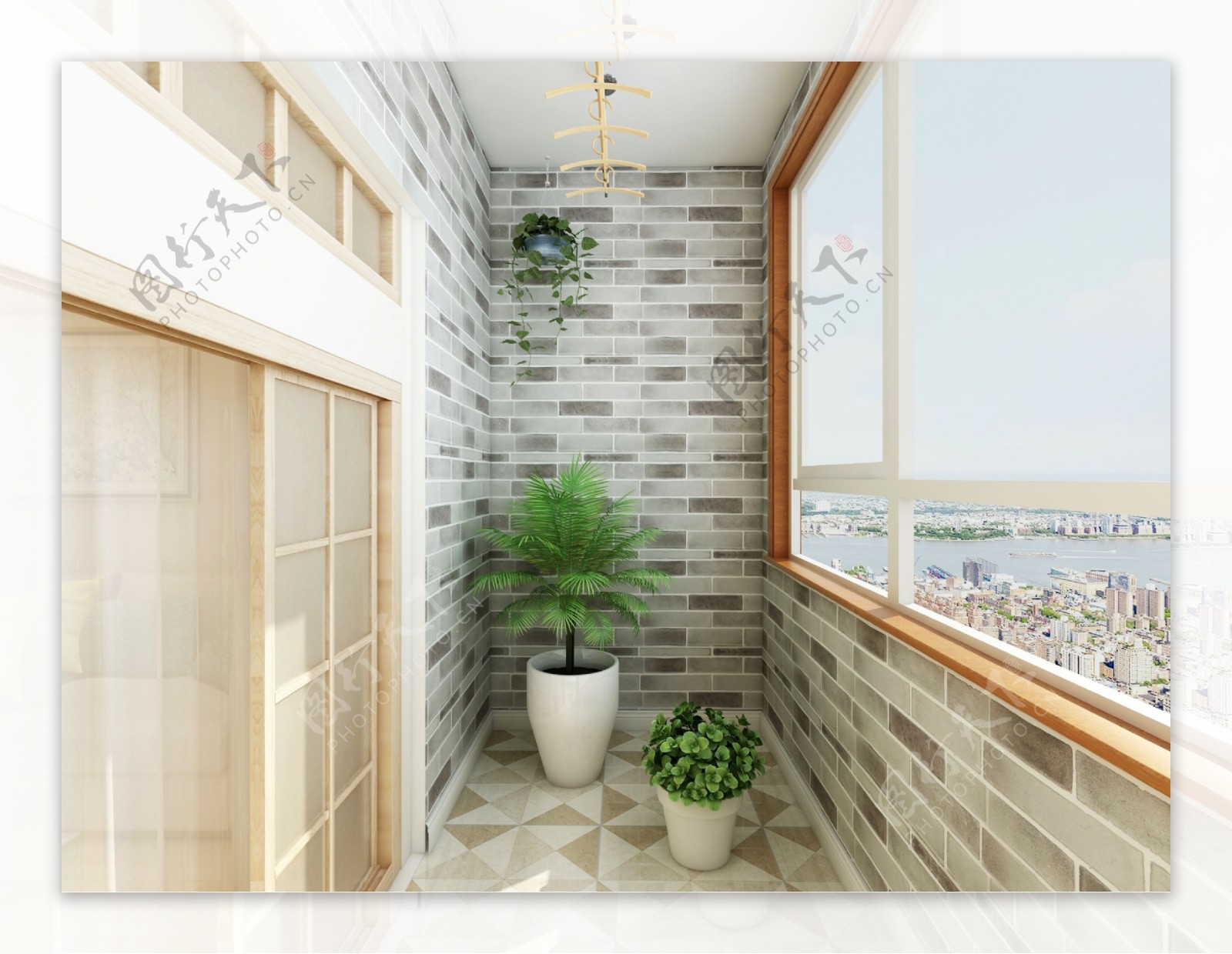 日式风格阳台装饰效果图