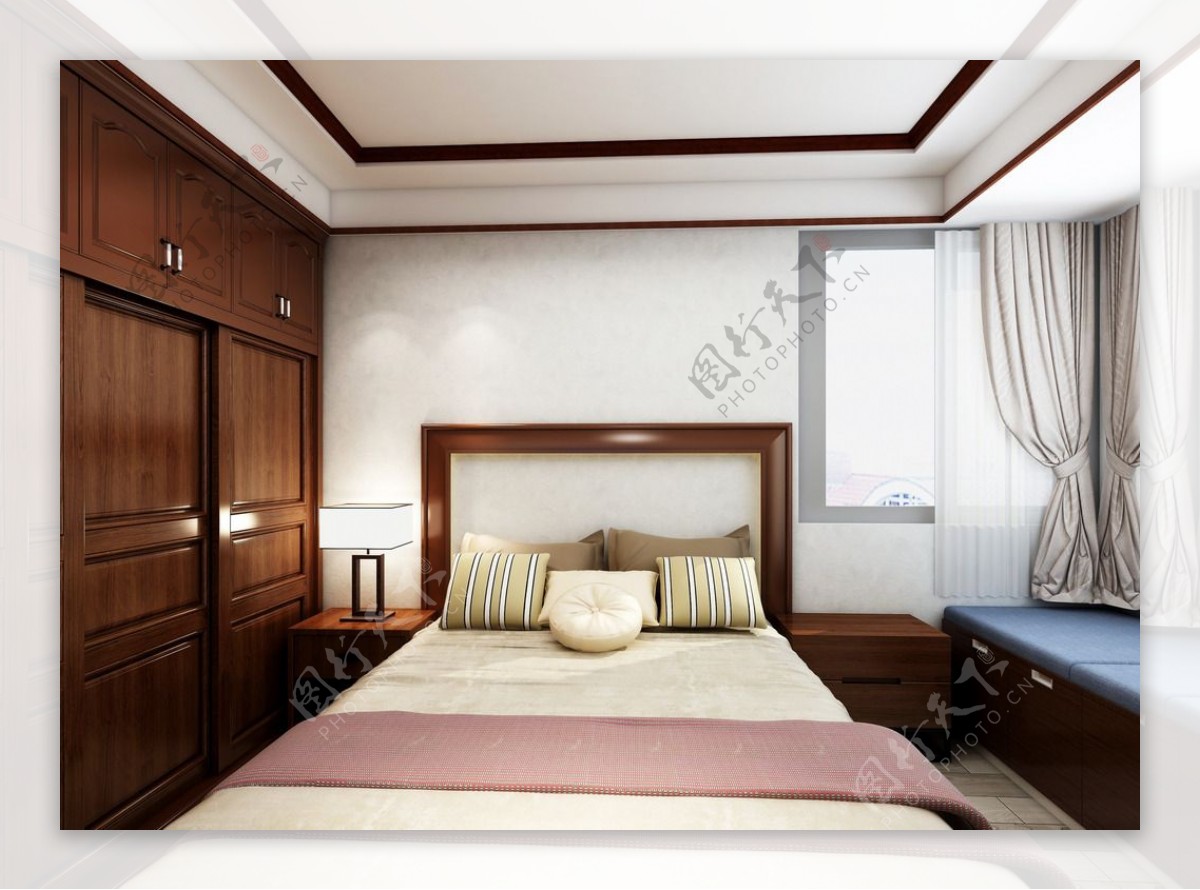 中式家居卧室装修效果图