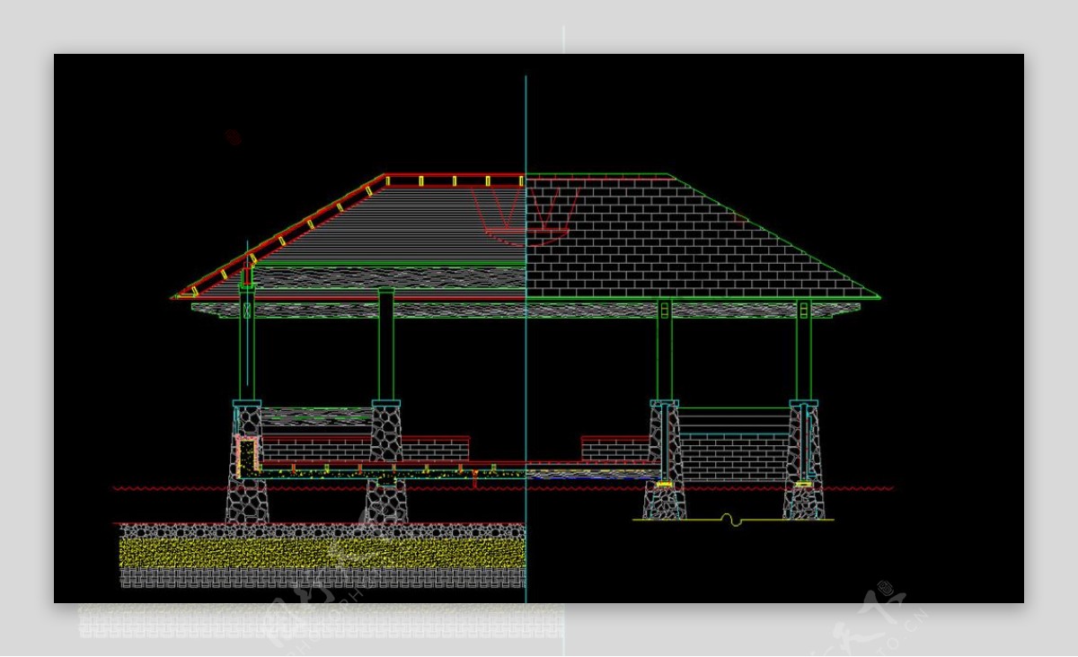 亭子廊子建筑结构详图CAD