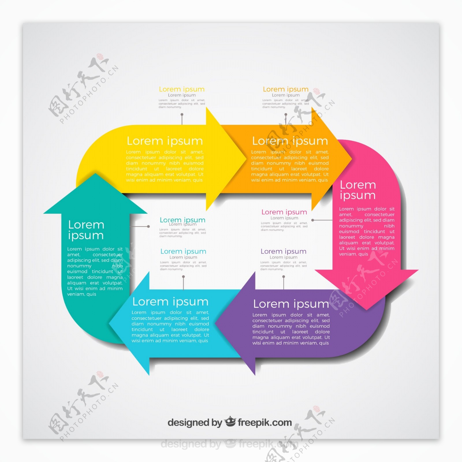 彩色循环箭头商务信息图