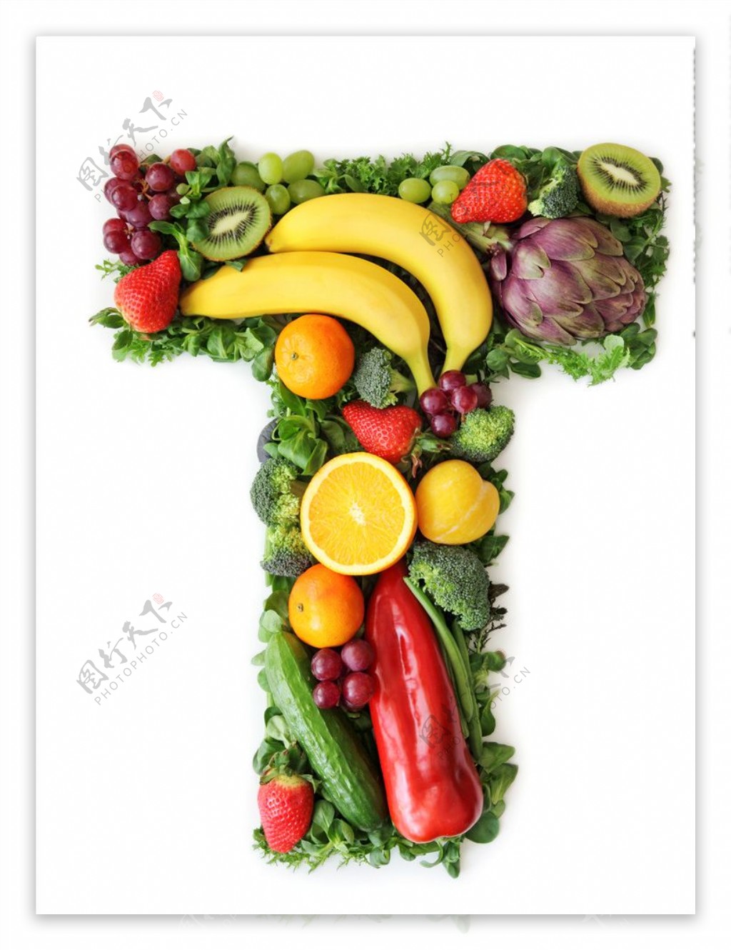 创意蔬菜水果组成的字母