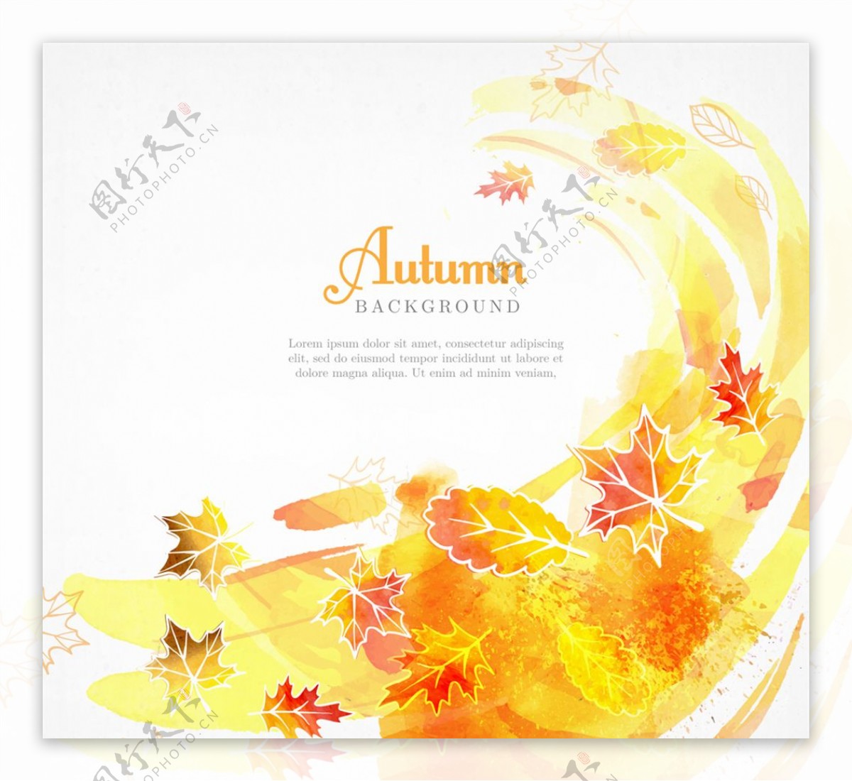 彩绘秋季风和树叶矢量素材